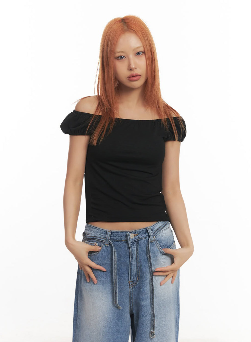 Puff Sleeve Off-Shoulder Top IA515