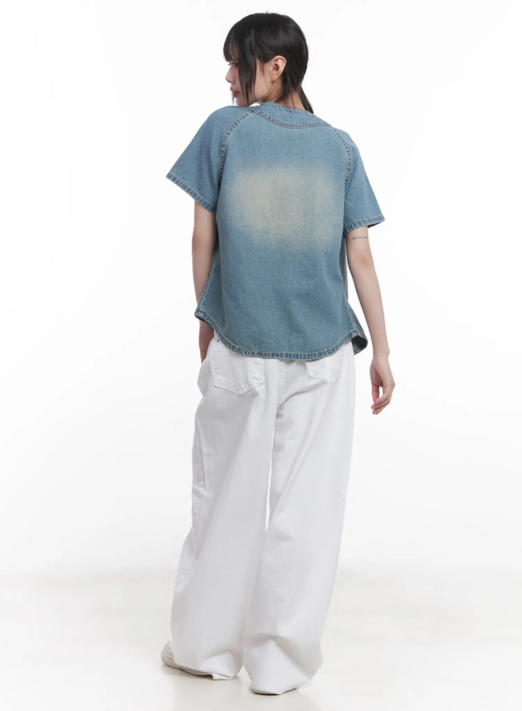 Washed Denim Short-Sleeve Shirt CU520