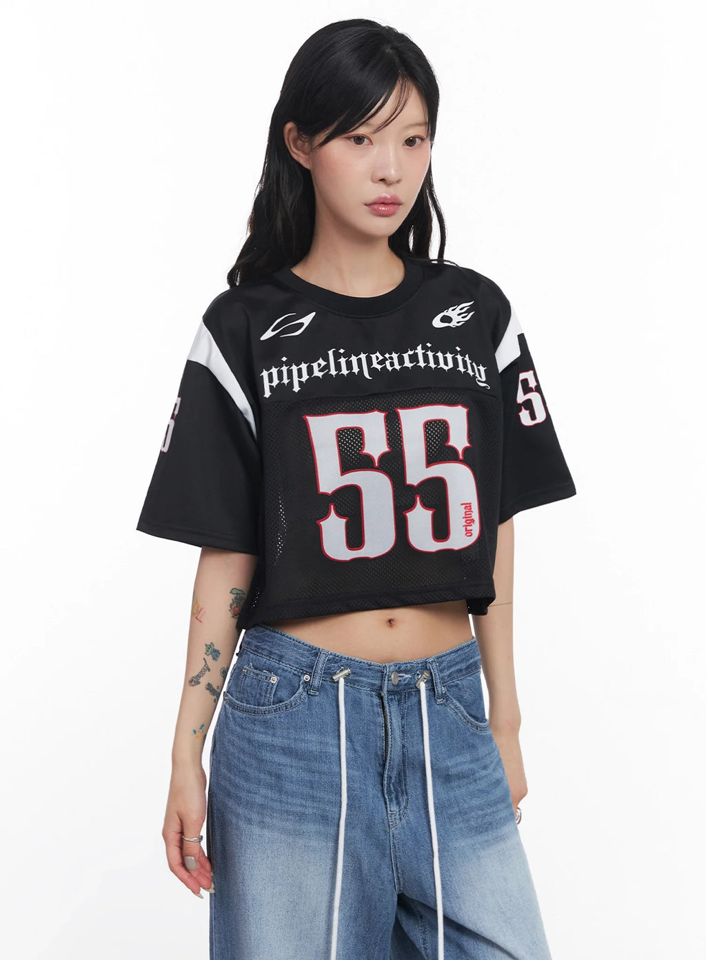 Mesh Jersey Crop Top  IC503