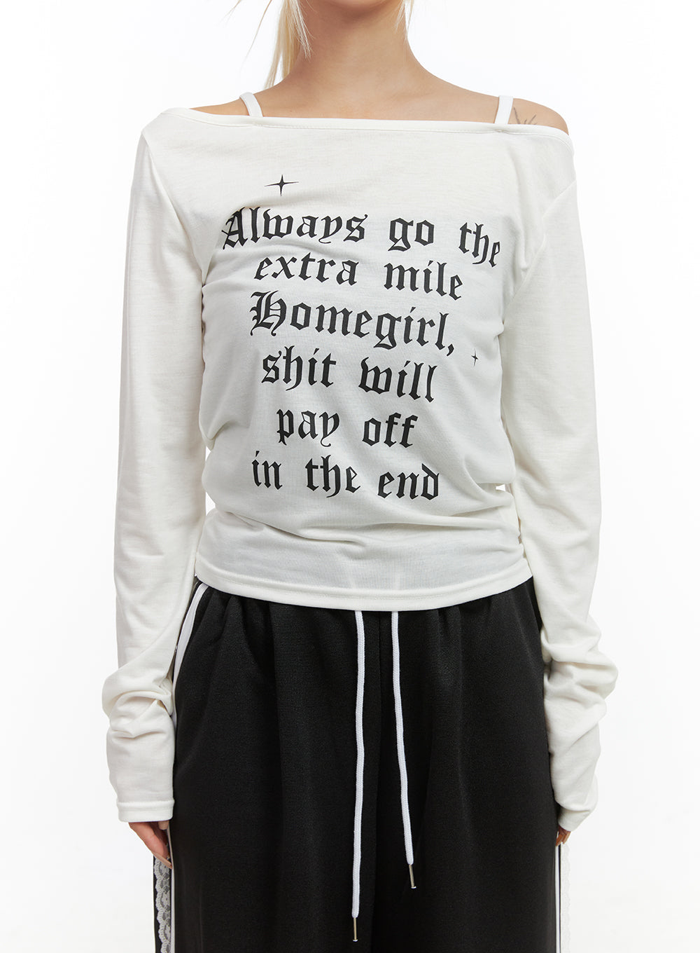 Chic Off Shoulder Letter Print Top  CO415