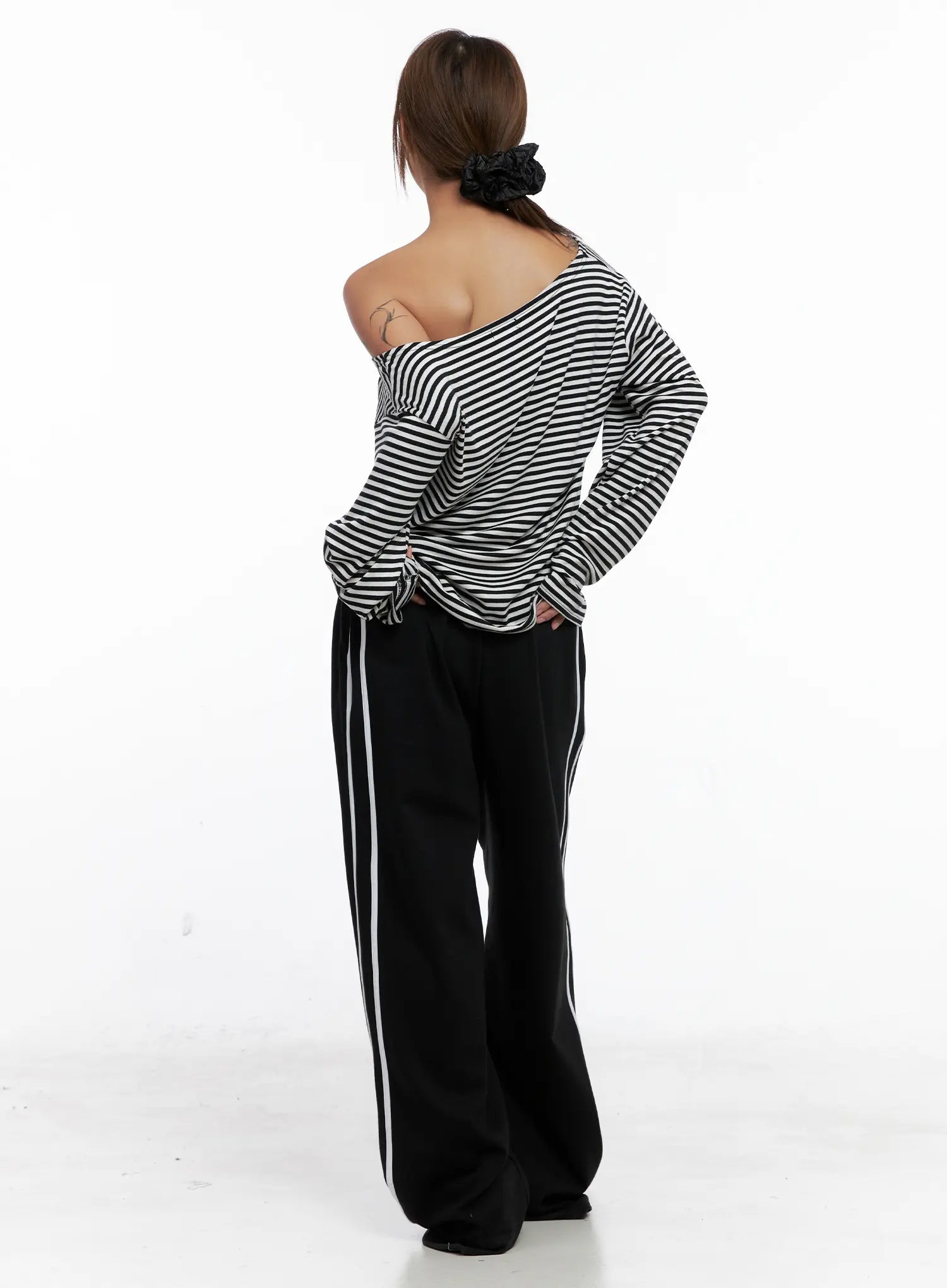 Striped Contrast Wide Leg Sweatpants CS524
