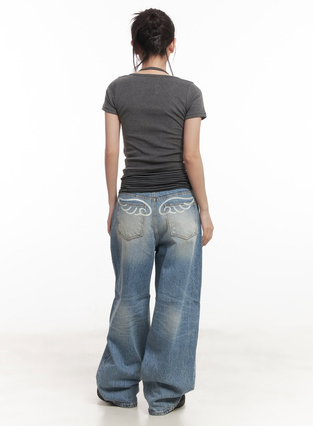 Layered Stripe Halter-Neck Buttoned Crop Top CA530