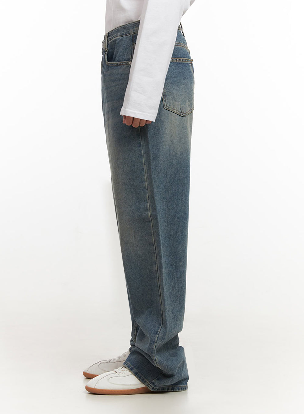 Men's Washed Wide-Leg Jeans IF517