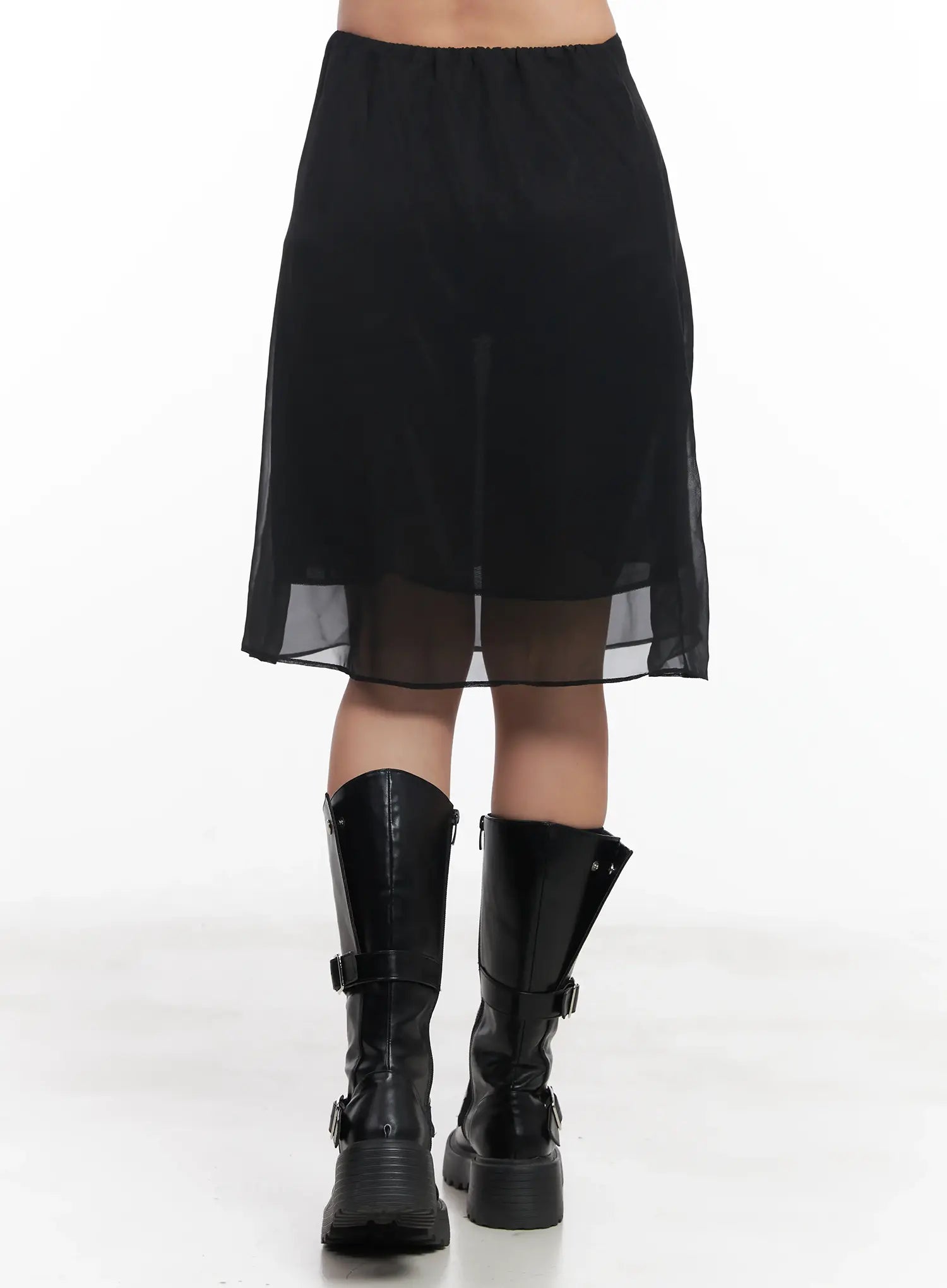 Sheer Chiffon Midi Skirt IU509