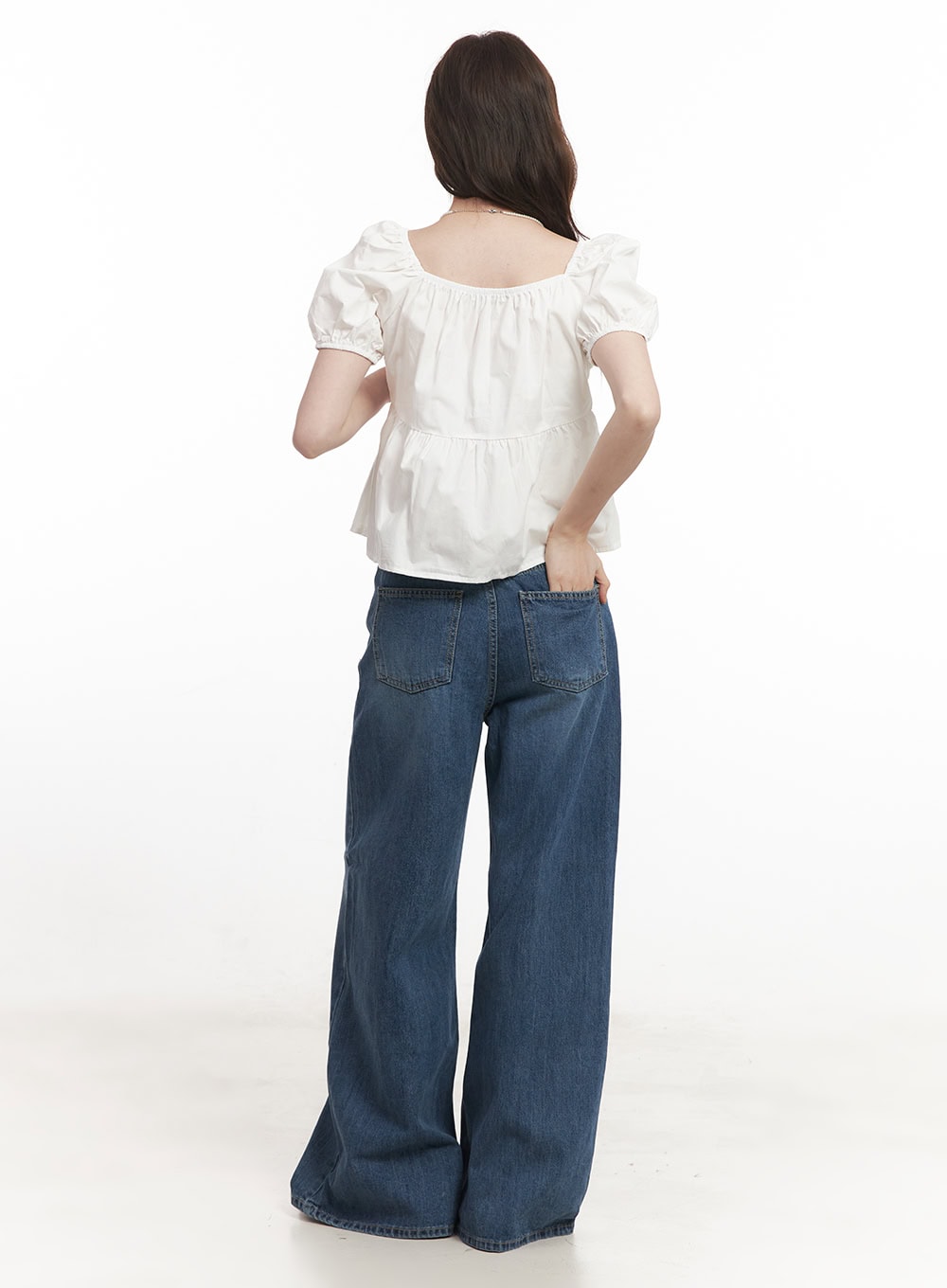 Lovely Ribbon Puff-Sleeve Blouse Top CA501