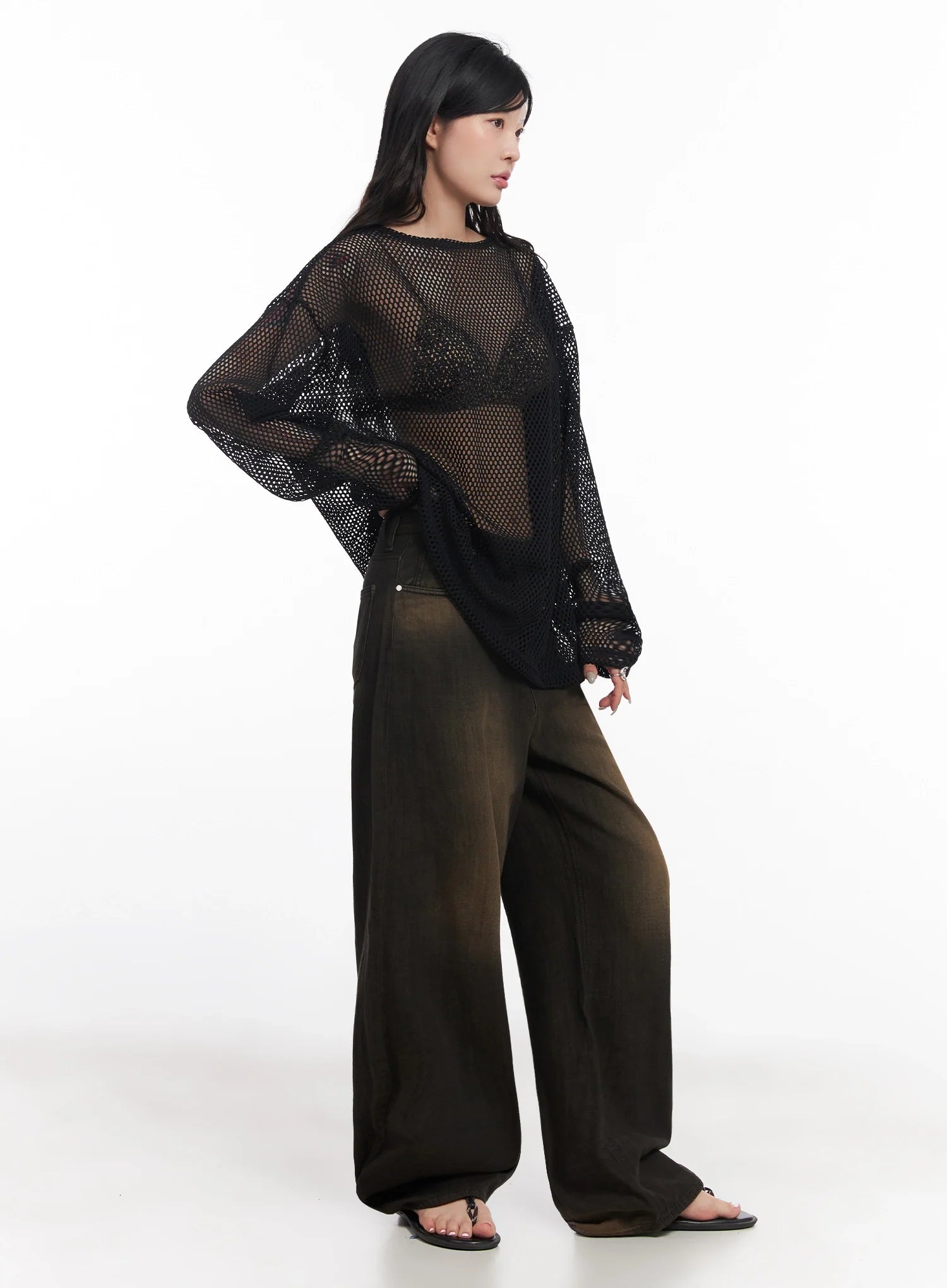 Moka Summer-Wash Wide-Leg Denim Pants IC503