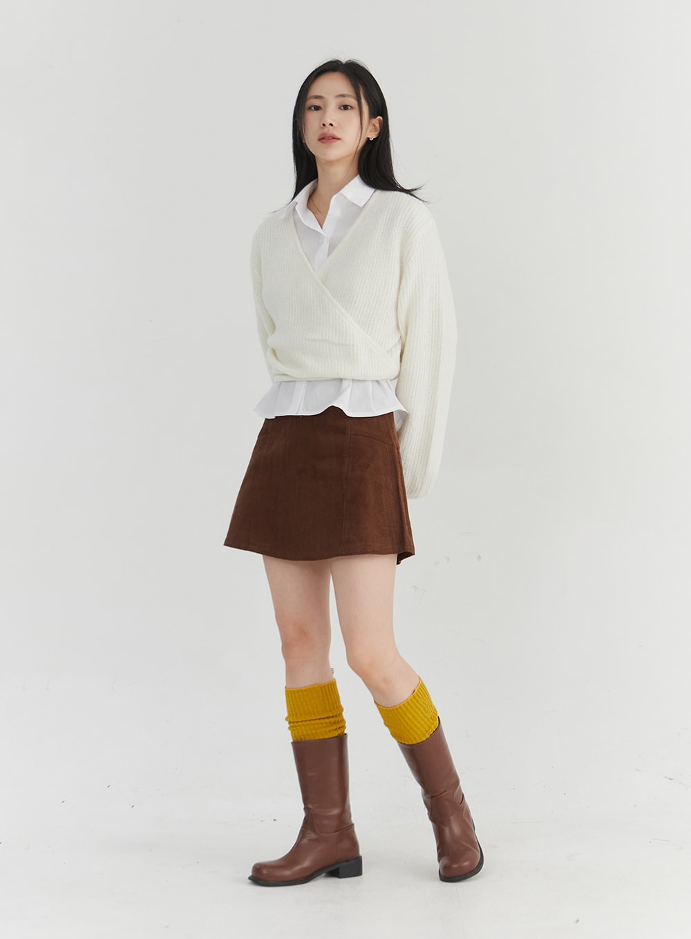 Corduroy Banded Mini Skirt OO331