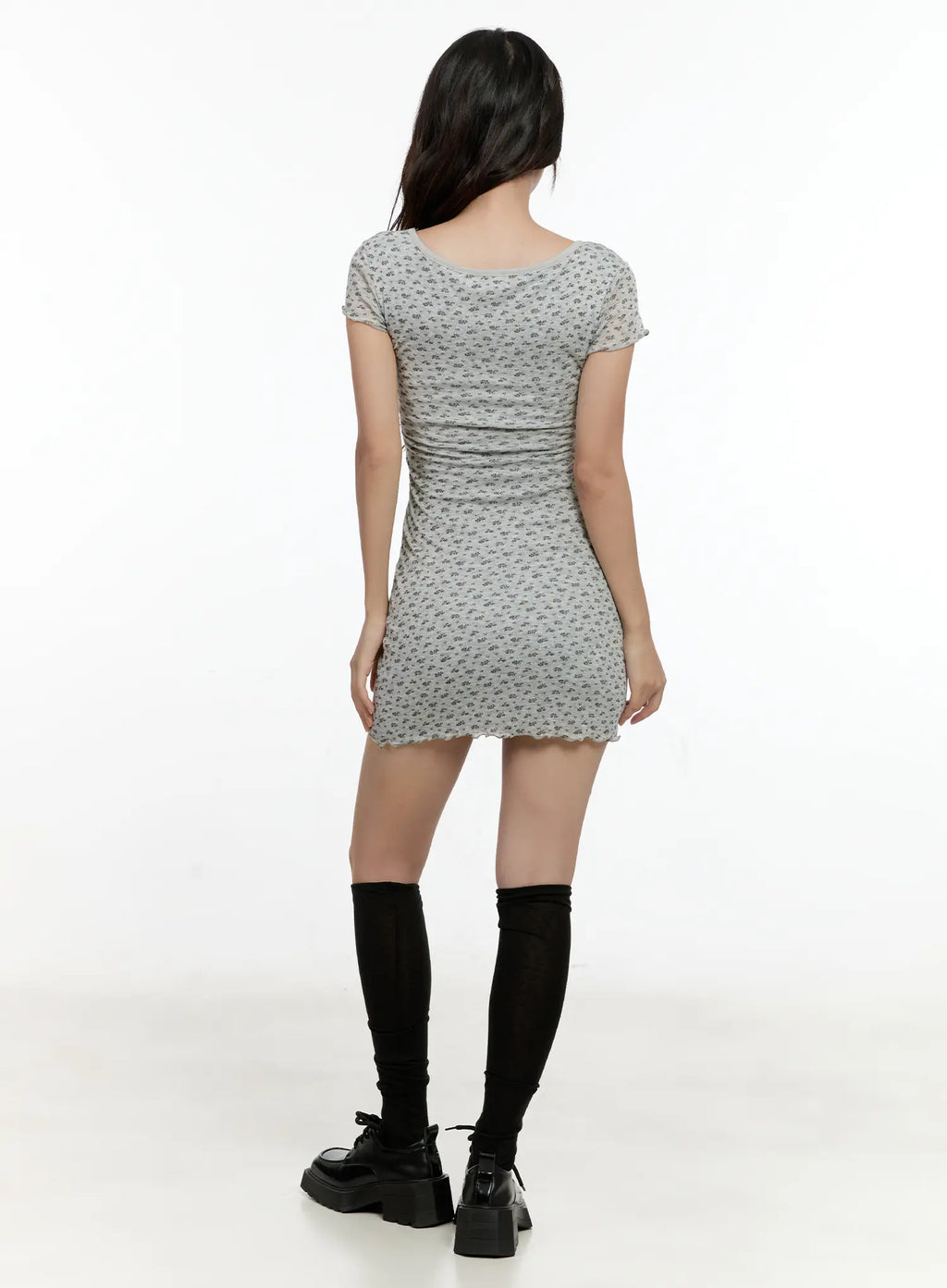 Scoop-Neck Floral Dress CL531