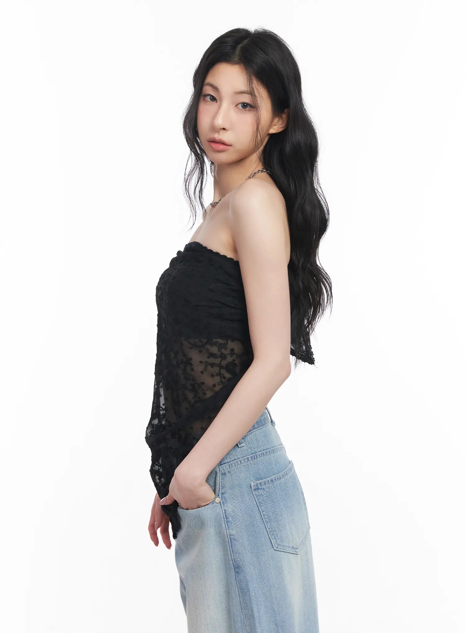 Sheer Lace Tube Top CU511