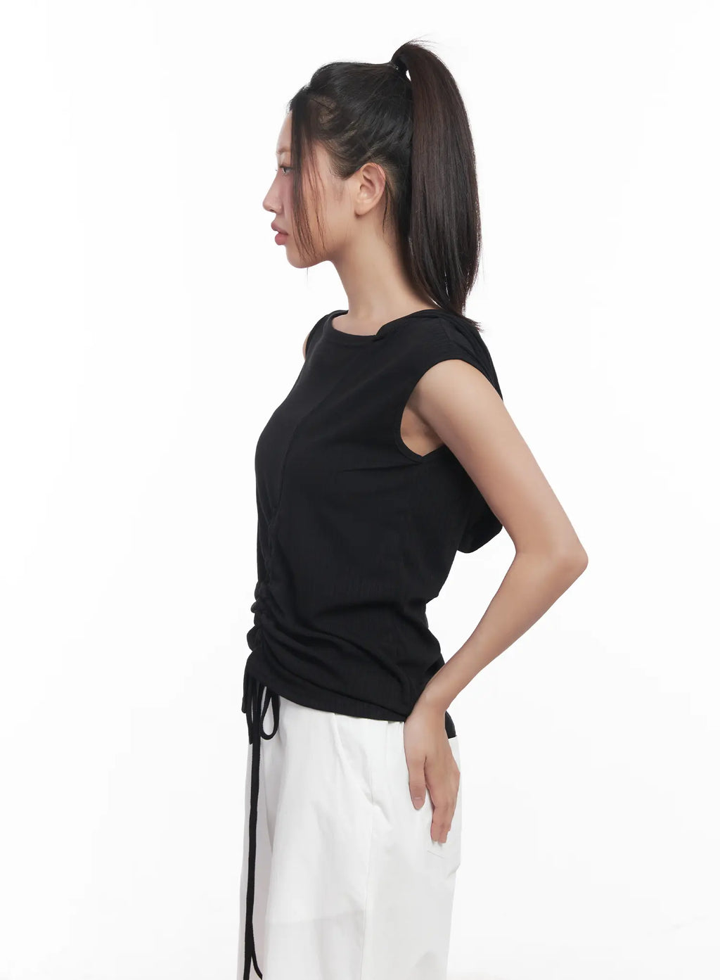 Asymmetric Hooded Sleeveless Top CU517