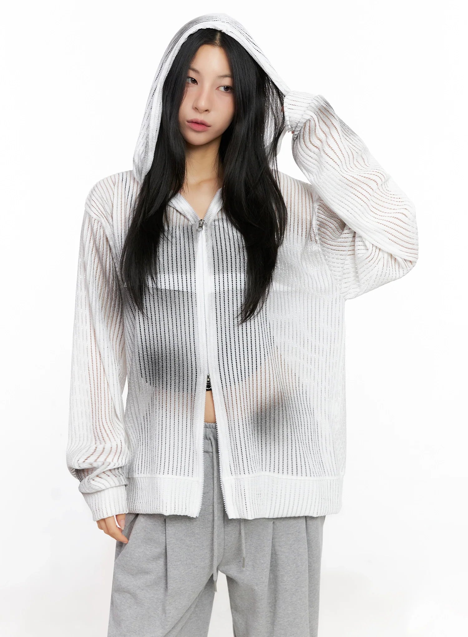 Mesh Gradient Zip-Up Hoodie IG508