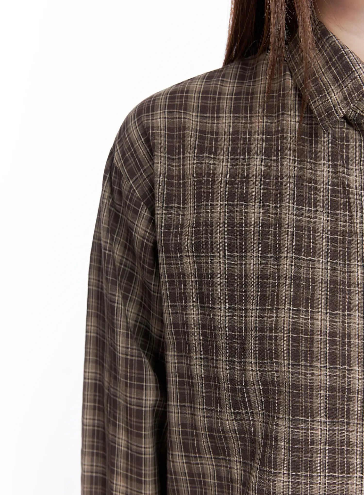 Oversized Plaid Button-Up Shirt CS501