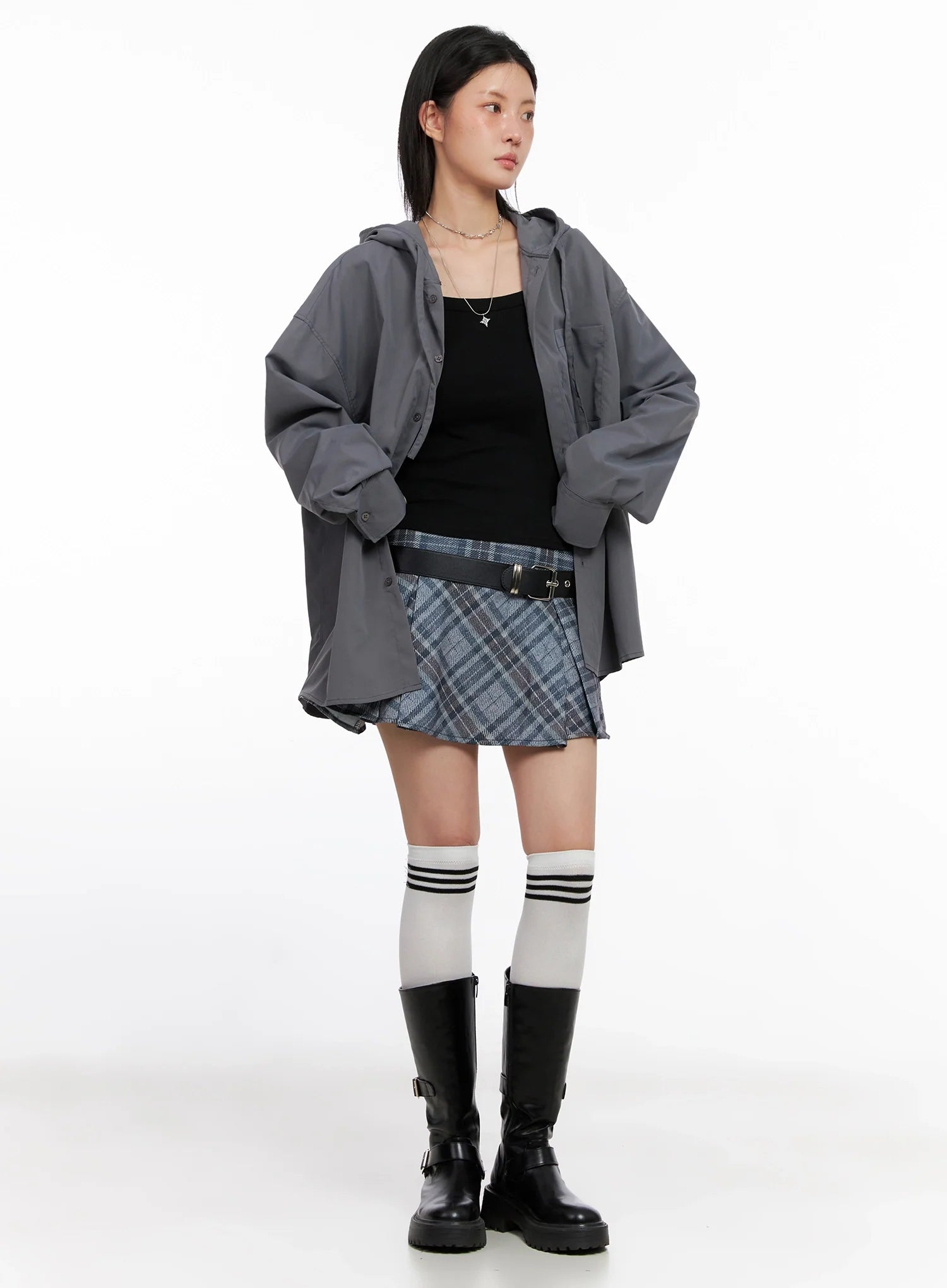 Oversized Button Up Hoodie Jacket IS508