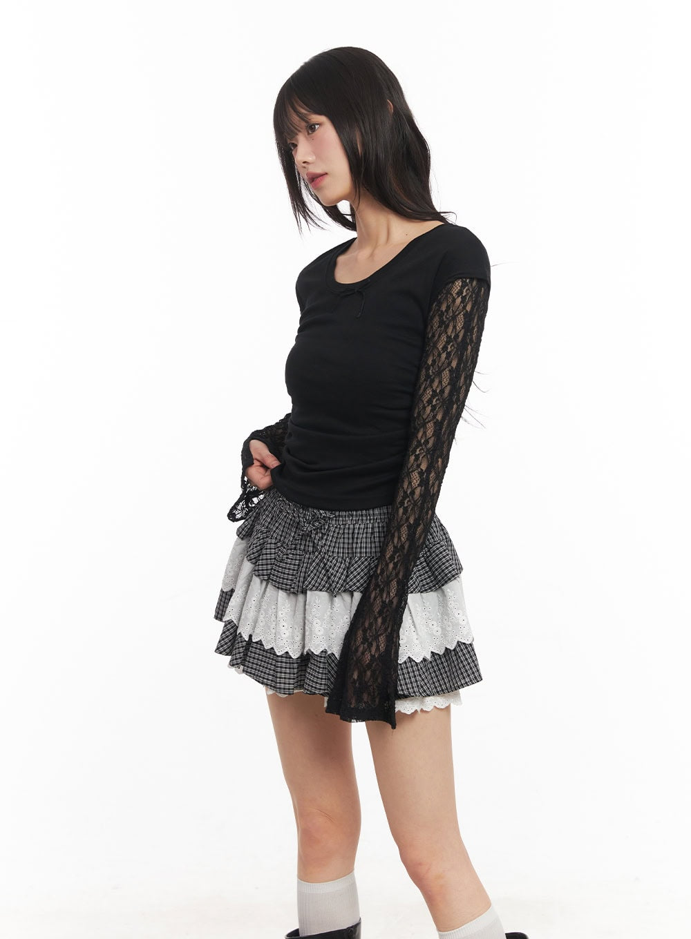 Ribbon Slim-Fit Cropped Shirt CA523