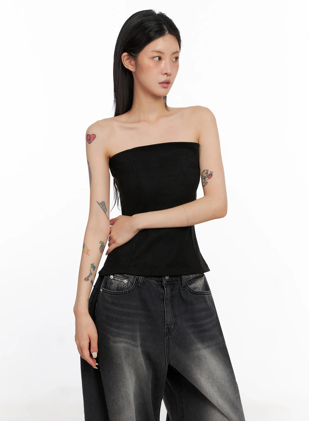 Faux Suede Tube Top IS508