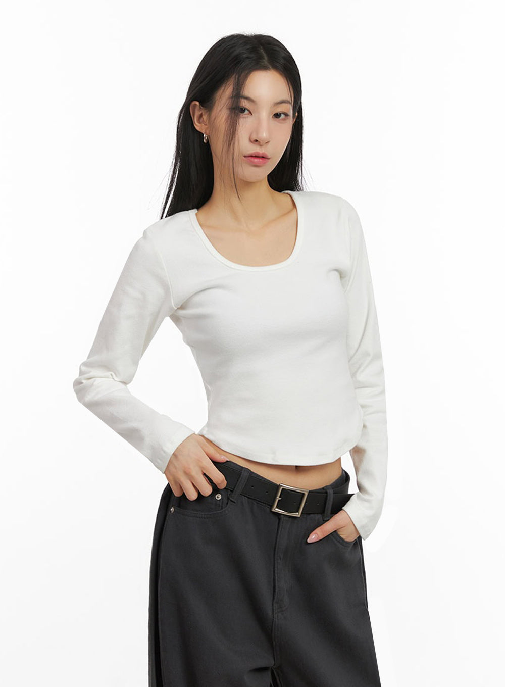 Basic Square-Neck Crop Top ID431