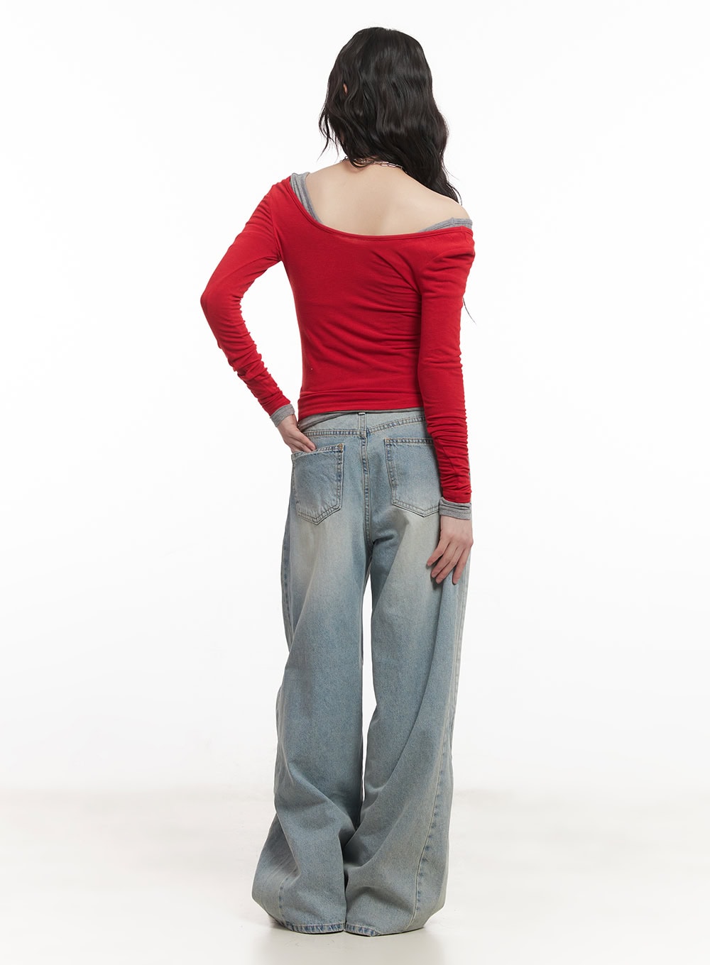 Wool-Blend One-Shoulder Long Sleeve Top CM520