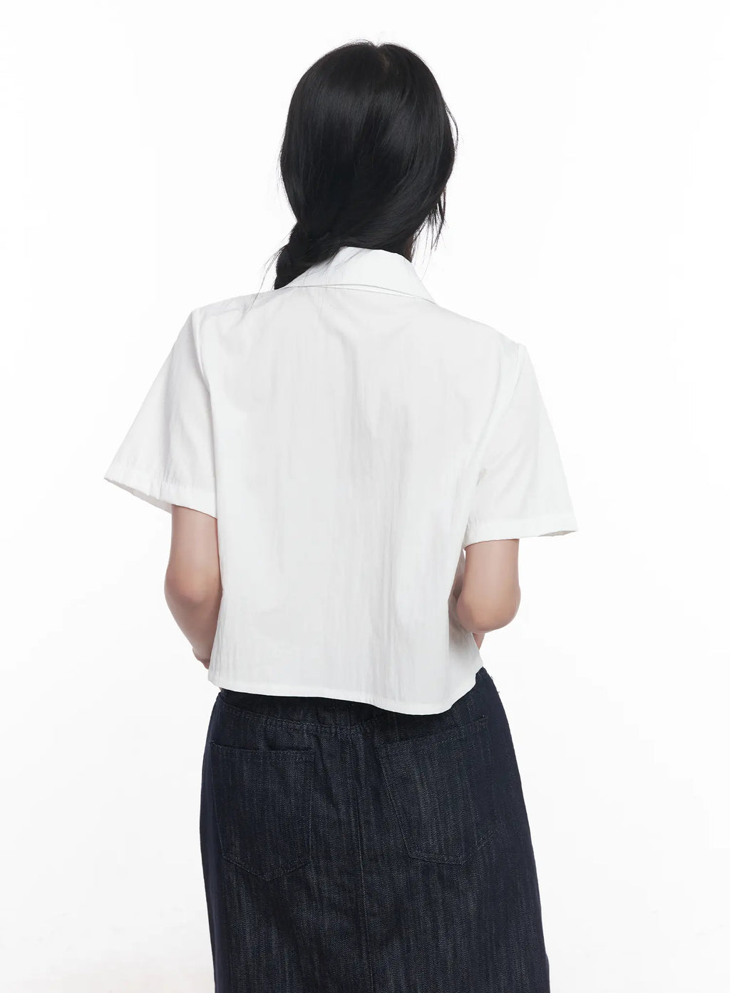 Short-Sleeve Cropped Collared Shirt CU525