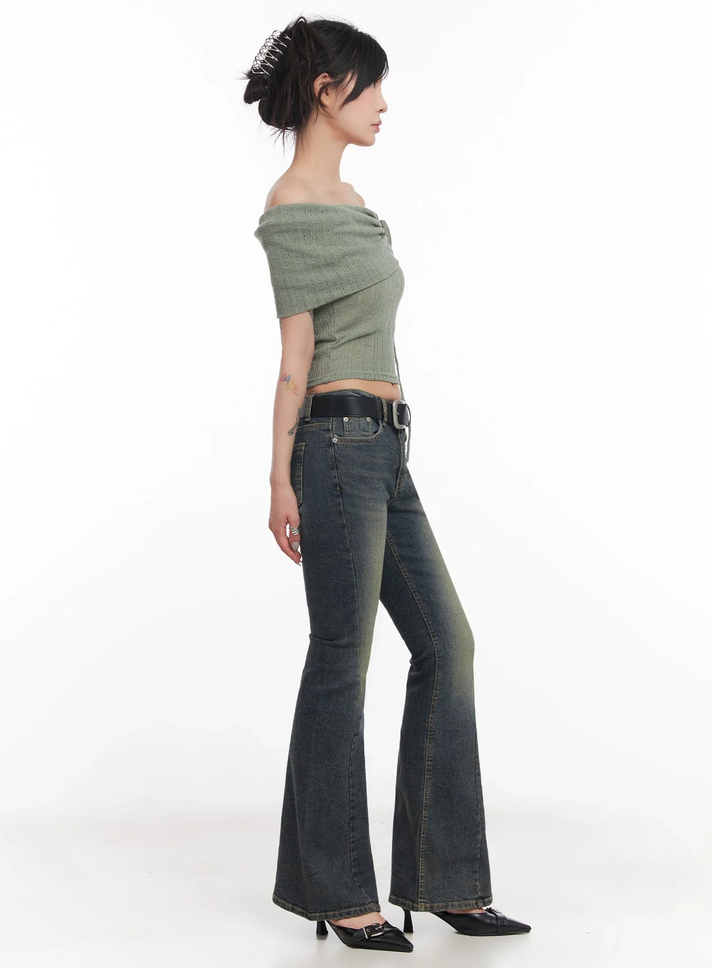 Asa Flared Seamline Denim Pants  IC503