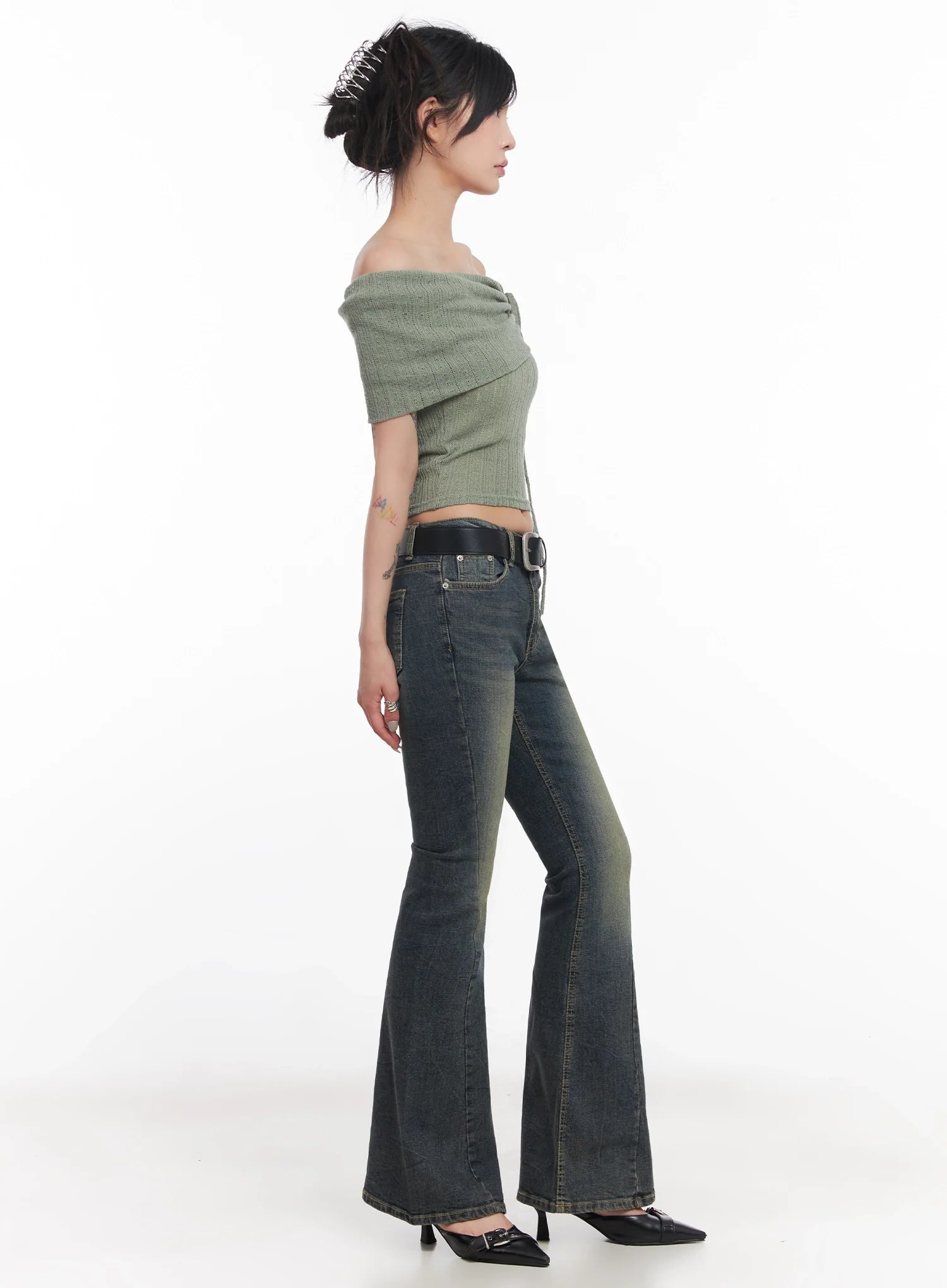 Asa Flared Seamline Denim Pants  IC503