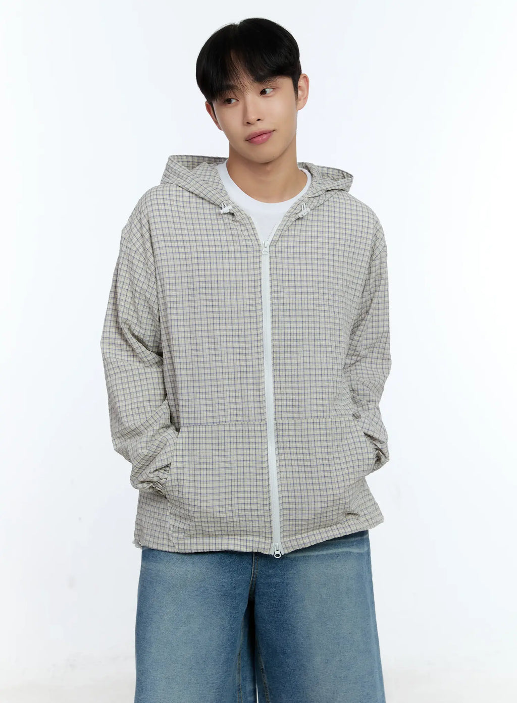 Men's Checkered Windbreaker Jacket IG515