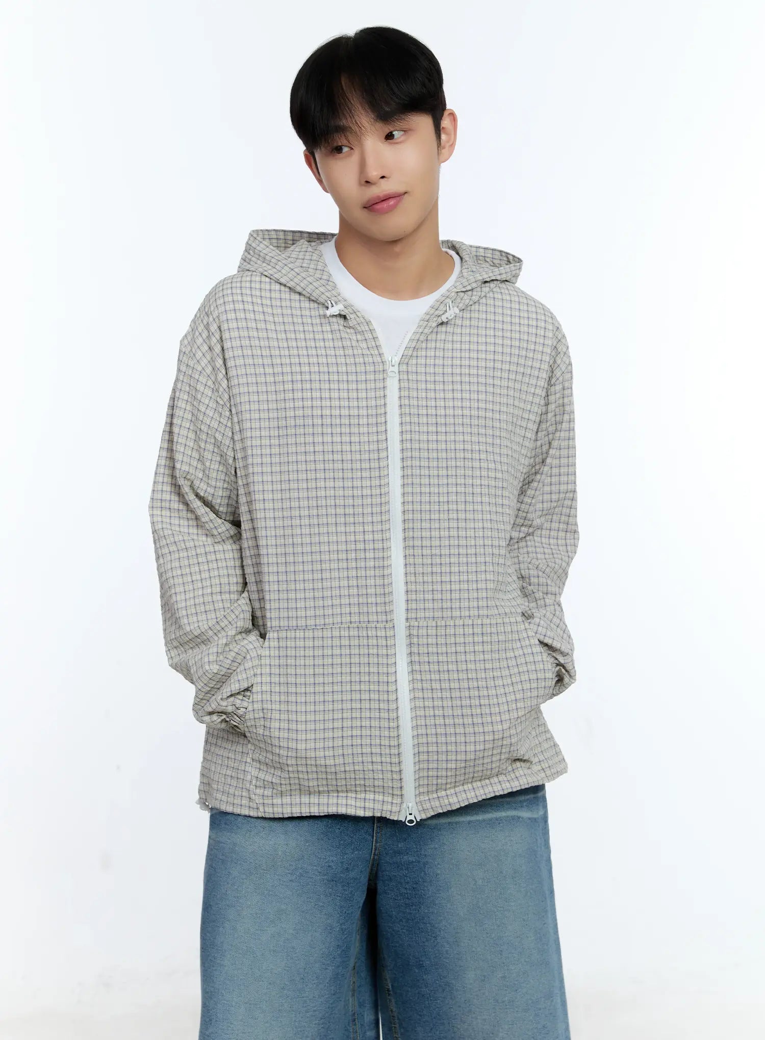 Men's Checkered Windbreaker Jacket IG515