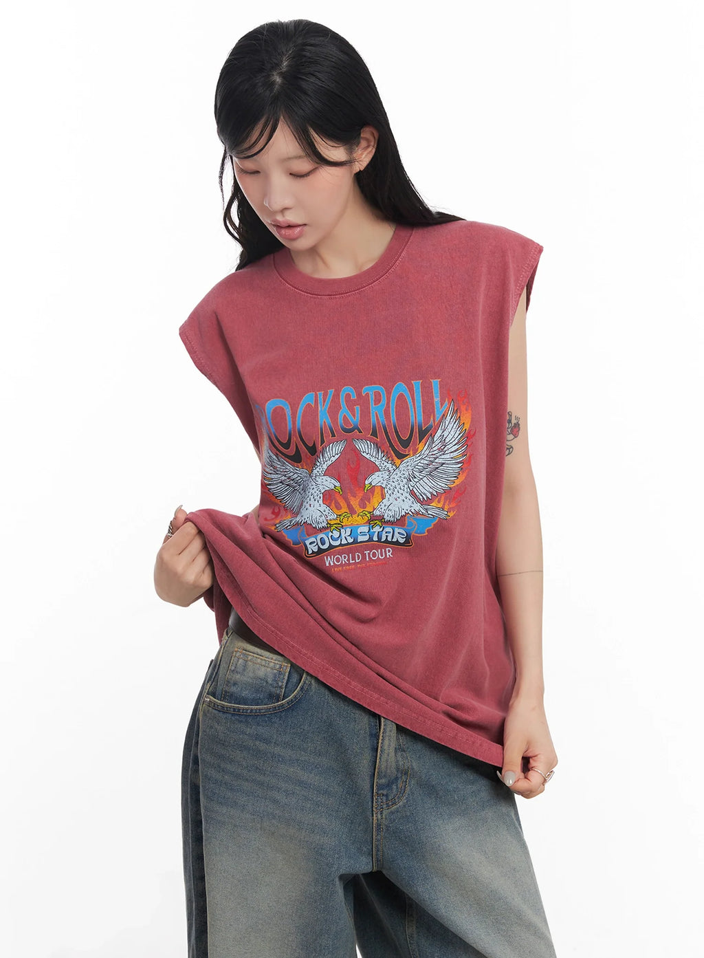 Rock & Roll Graphic Sleeveless Top  IC503