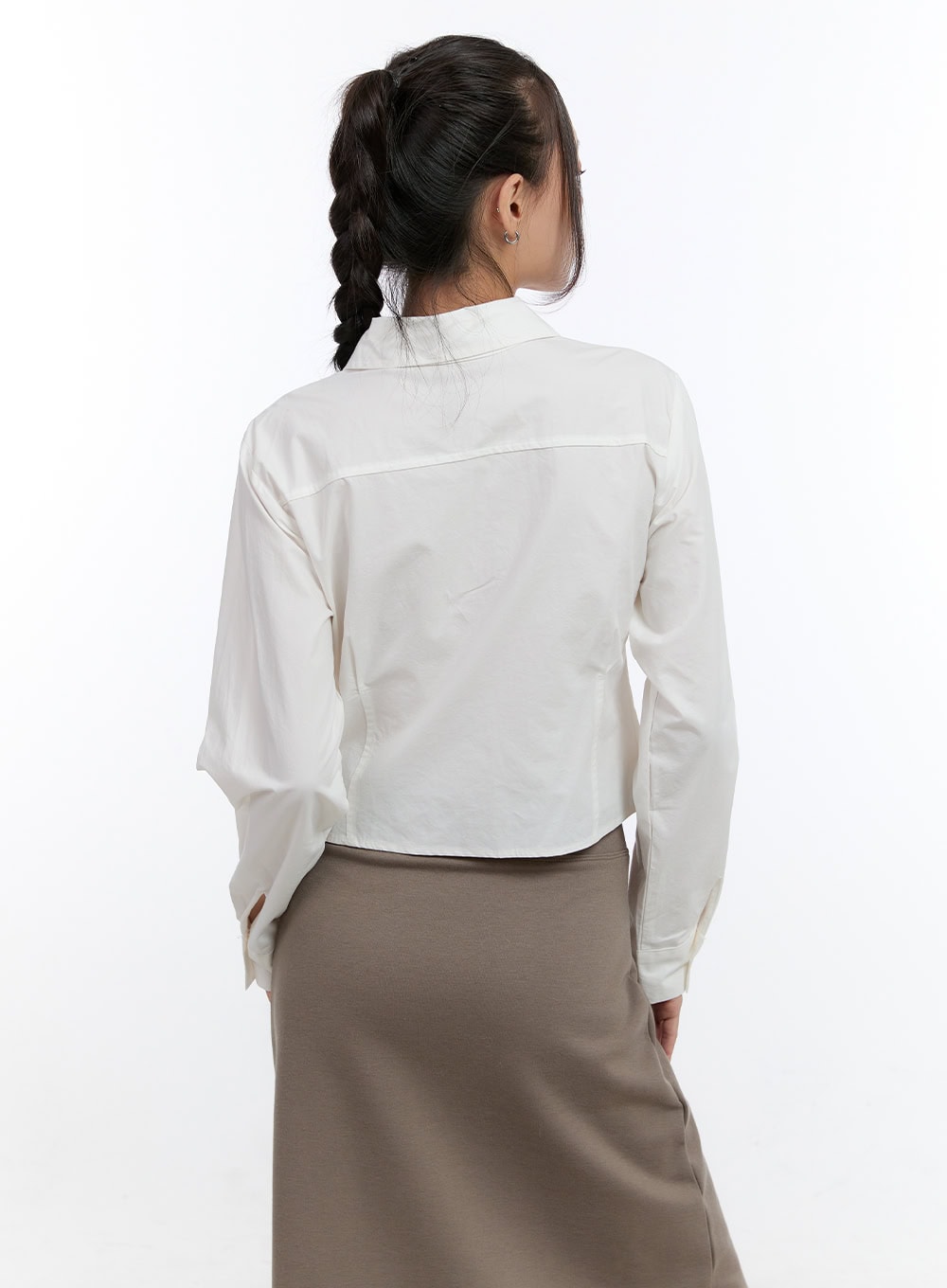 Cotton Pintuck Crop Shirt CN401