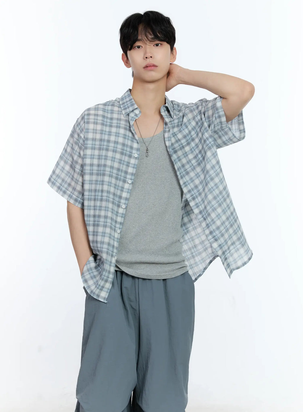 Men's Checkered Button-Up Shirt IG501