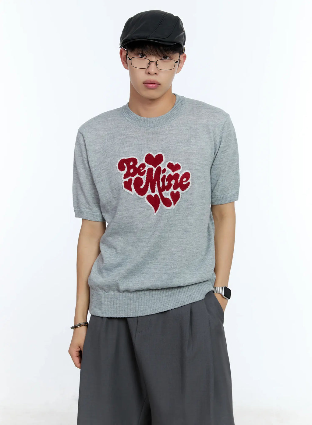 Men's Be Mine Embroidered Knit Tee IL517