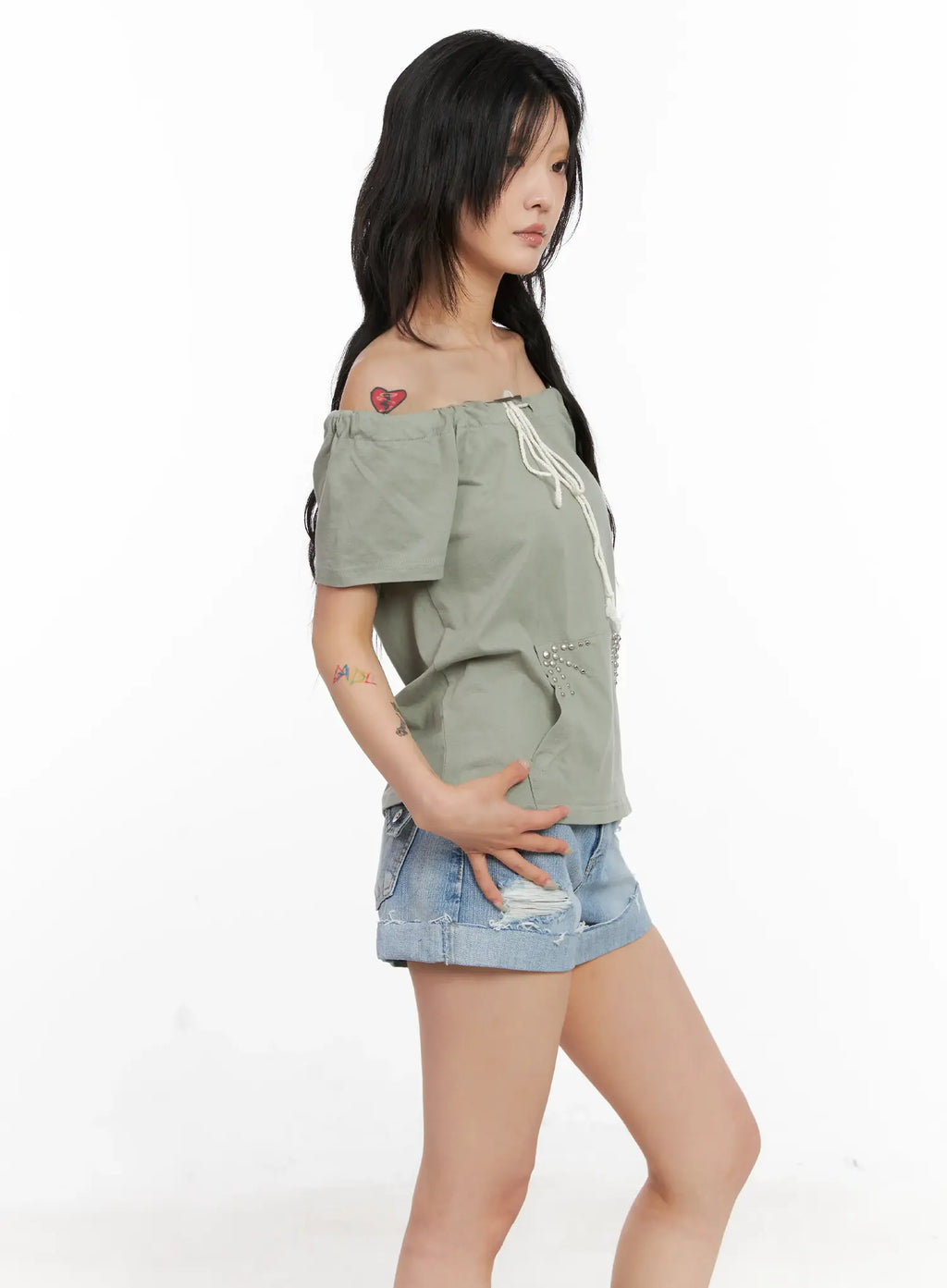 Off-Shoulder Drawstring Top CL528
