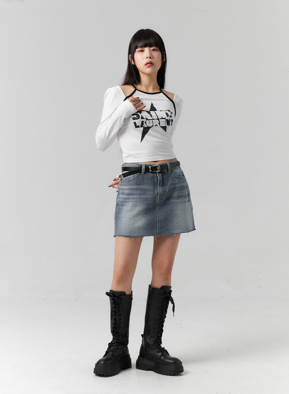 Graphic Cut-Out Crop Top CS314