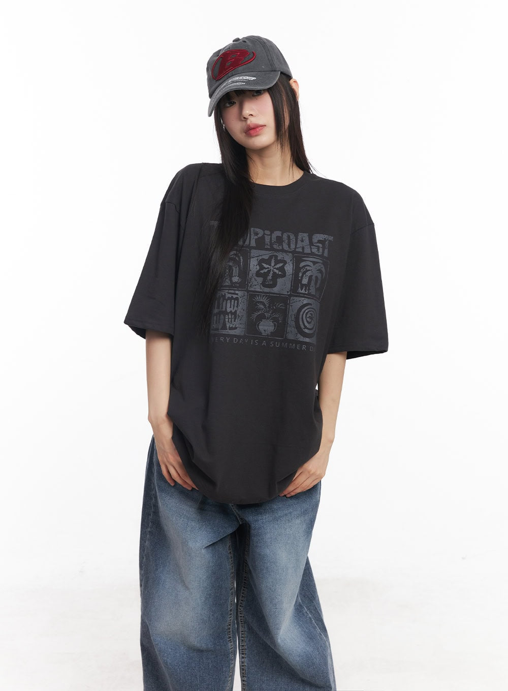 Cotton Graphic Oversized Tee CY514