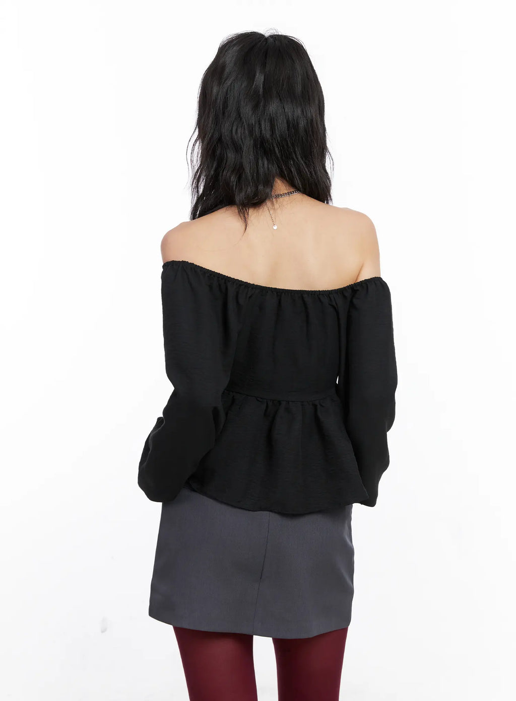 Off-Shoulder Shirred Ribbon Blouse CO508