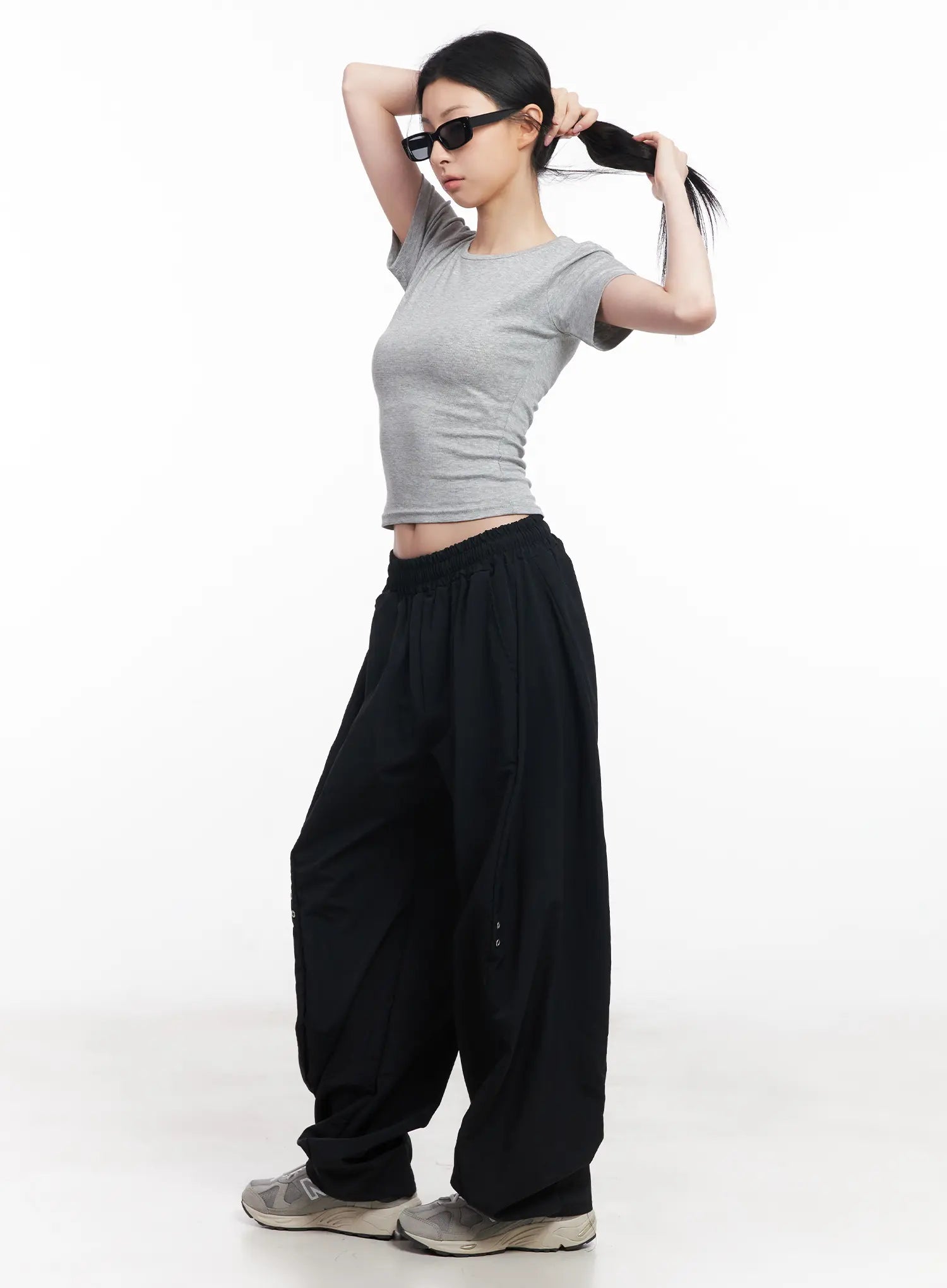 Wide-Leg Eyelet Nylon Pants CU511