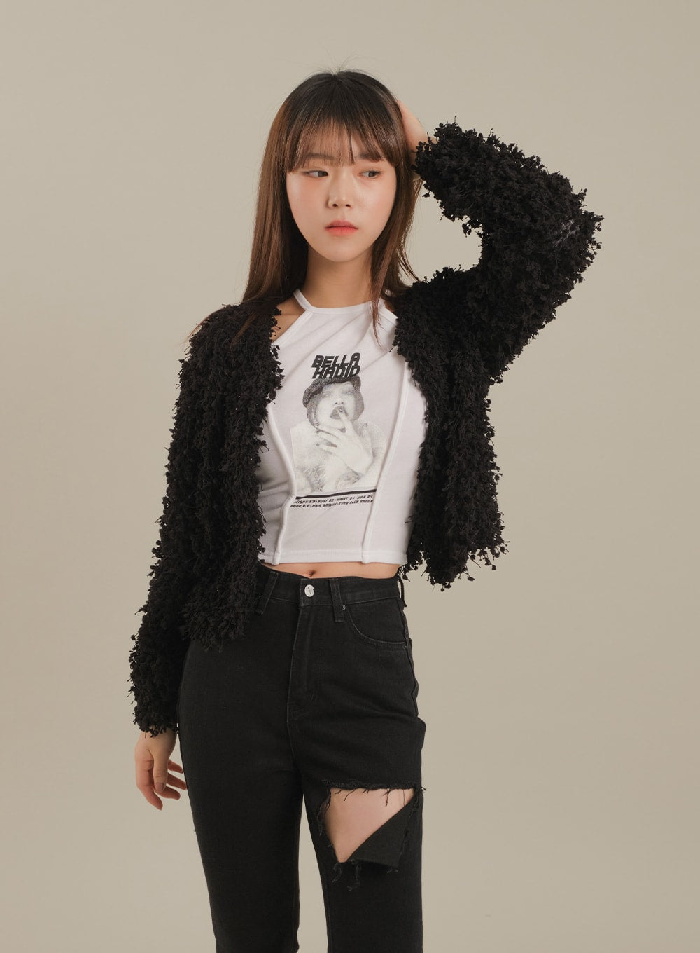 Cut Out Halter neck Long Sleeve T Shirt