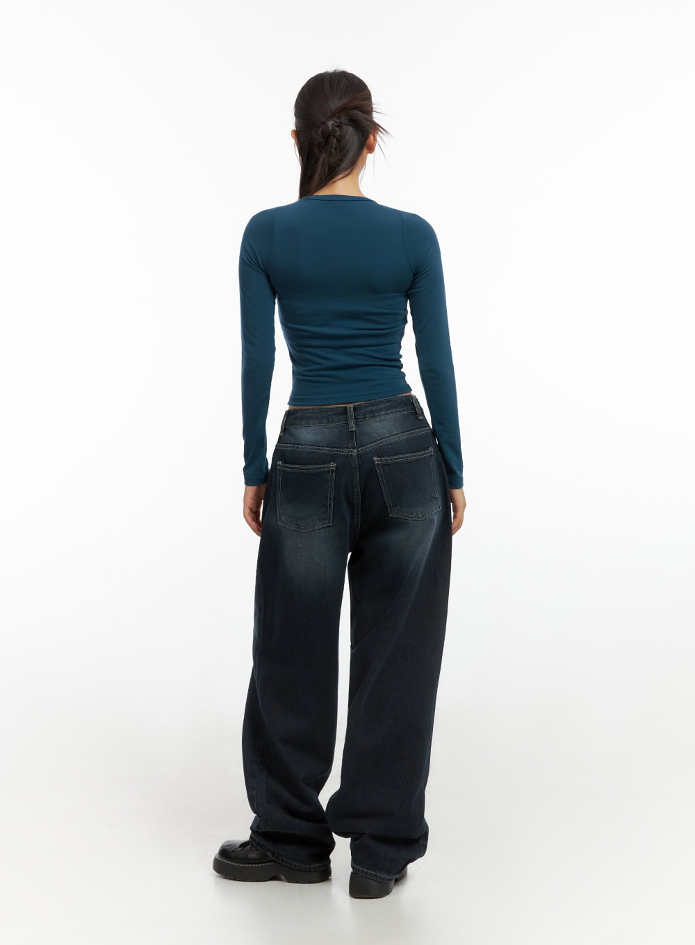 Evelyn Washed Baggy Jeans (Dark Blue) IS402