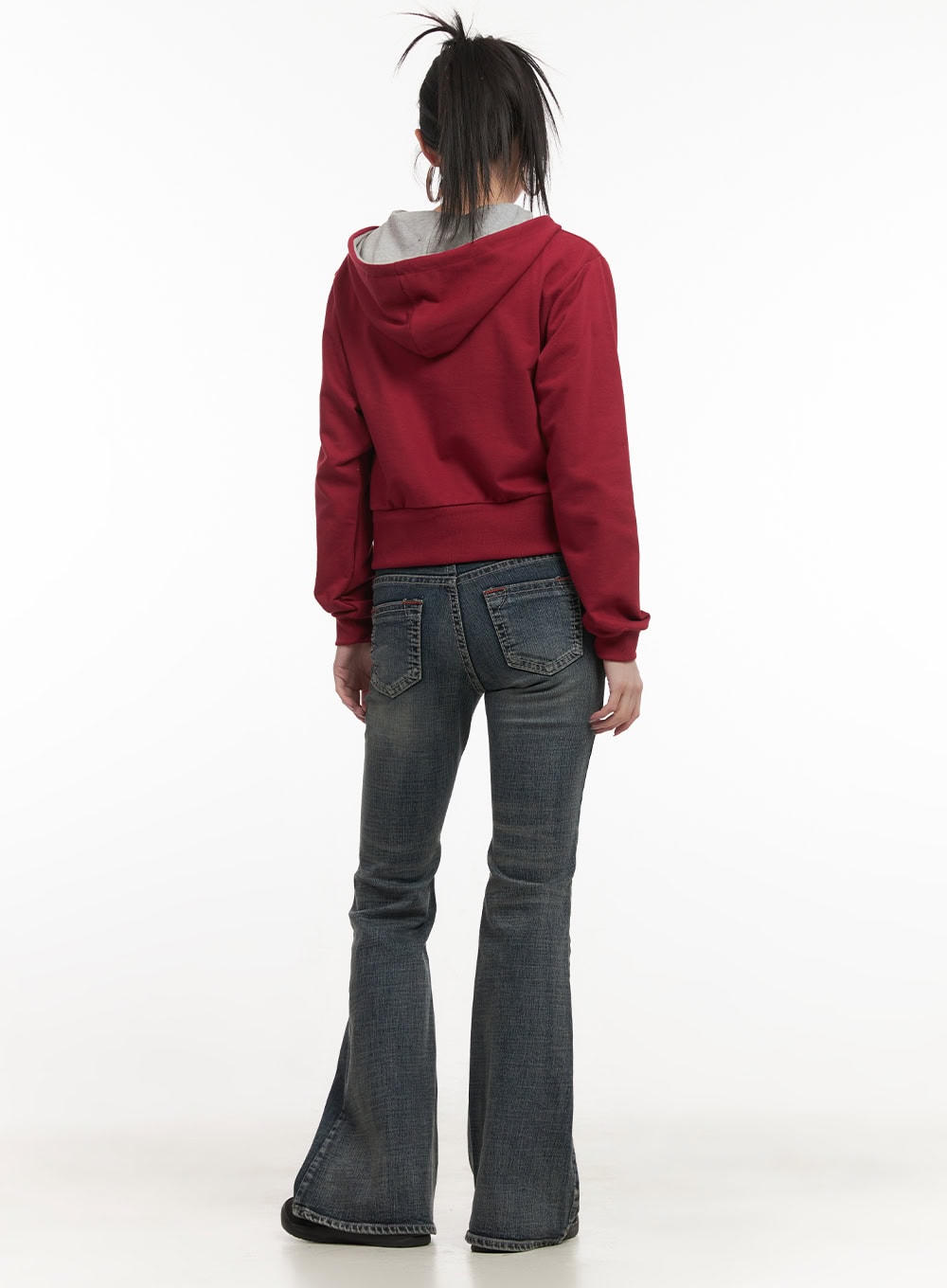 Patchwork Zip-Up Hooded Sweatshirt CF514