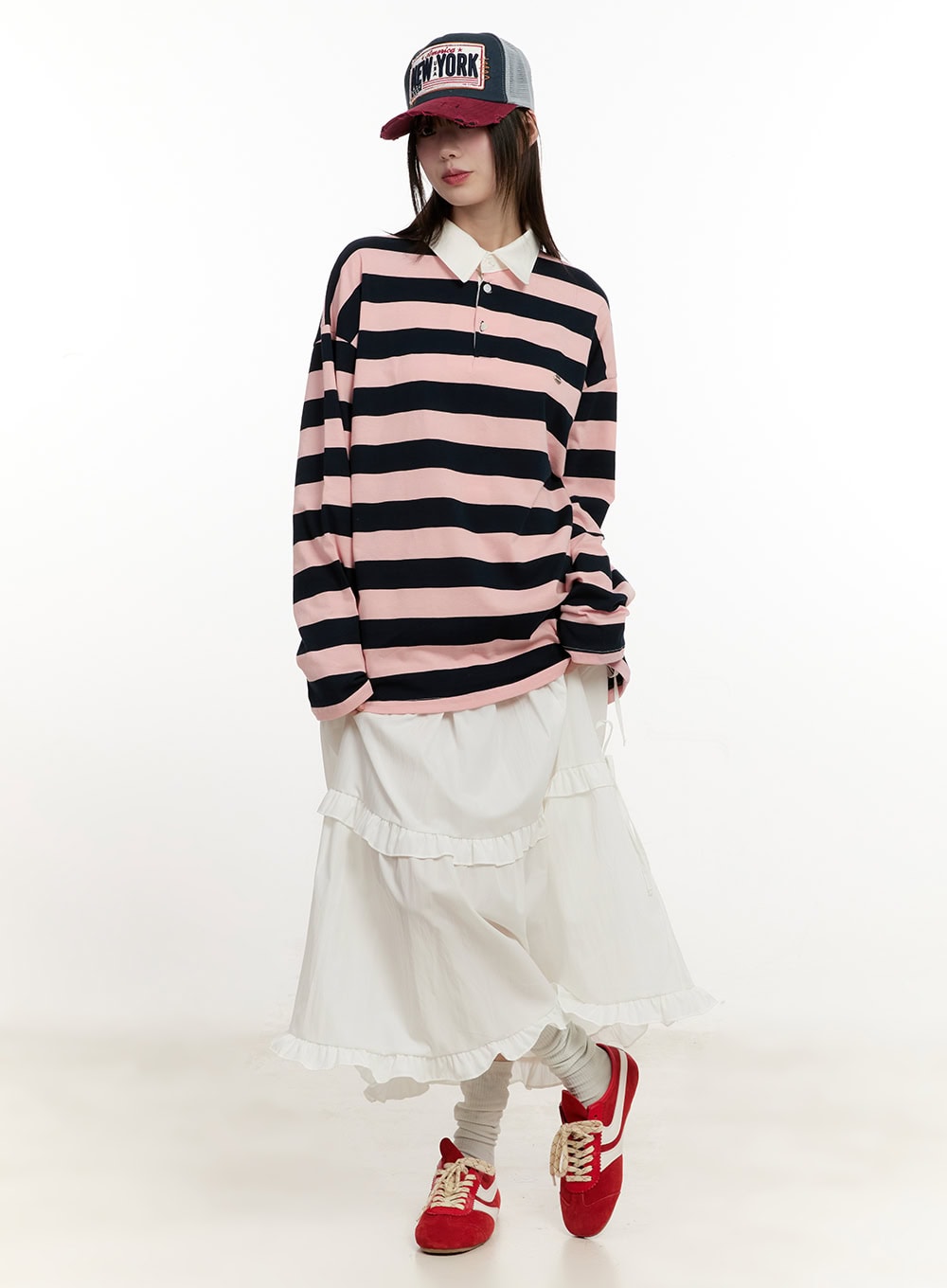 Striped Long Sleeve Polo Shirt CM514