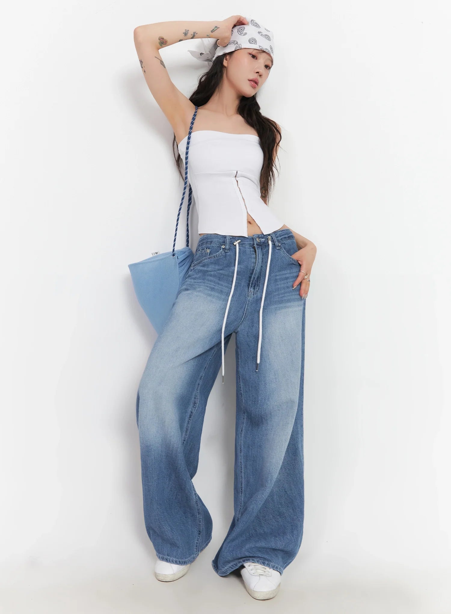 Tsuki Baggy Drawstring Denim Jeans IC503