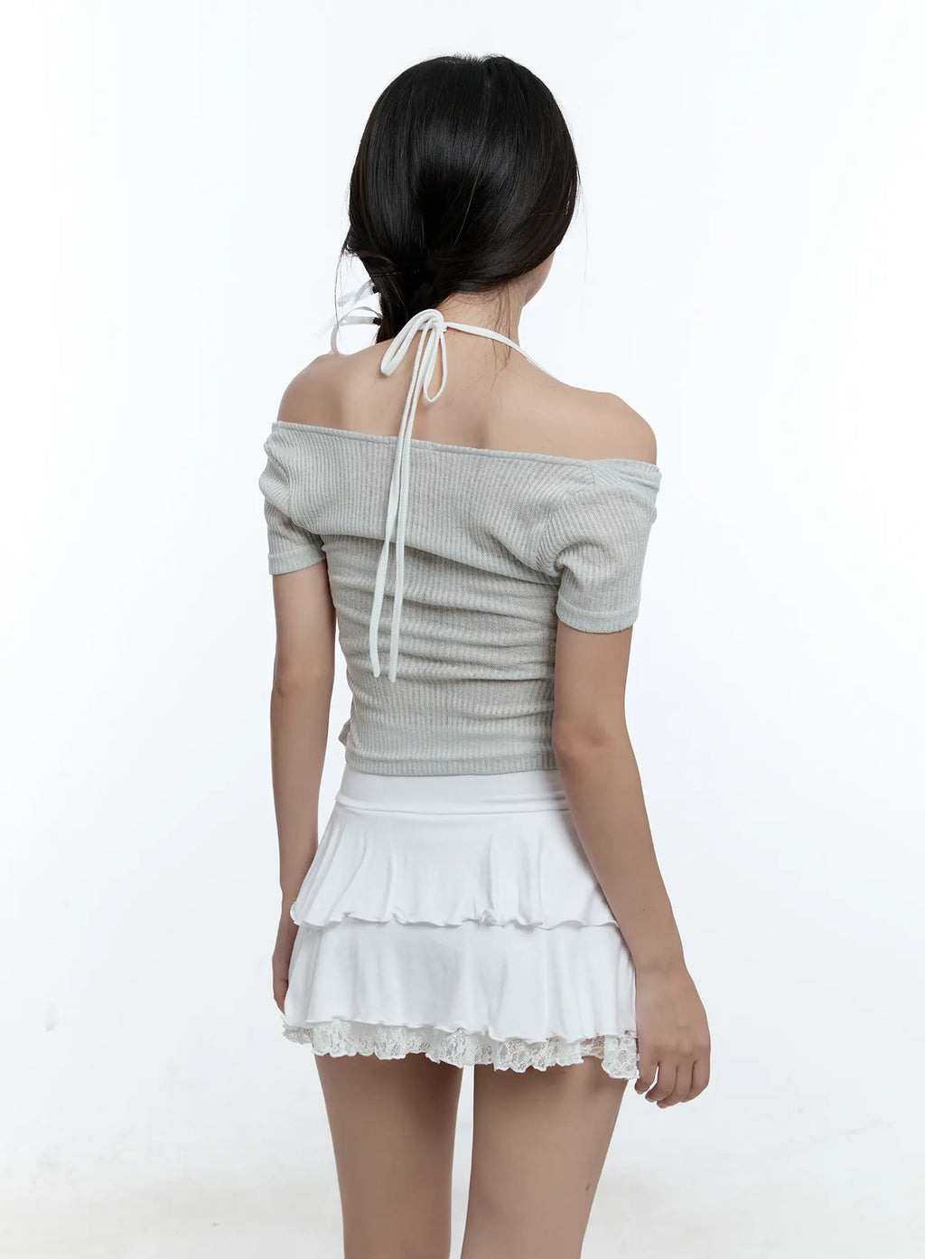 Layered Halter Neck Crop Top CU527