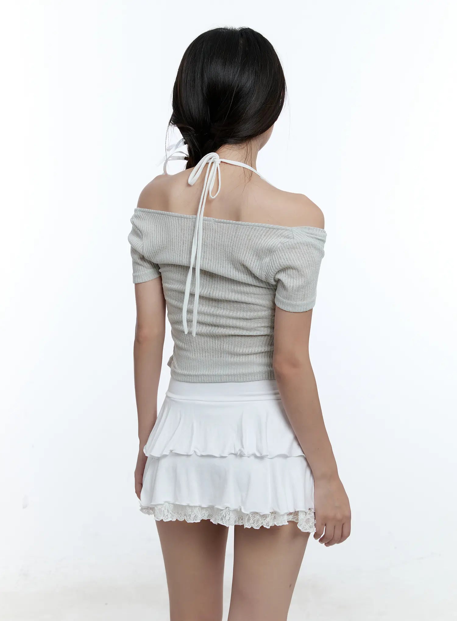 Layered Halter Neck Crop Top CU527