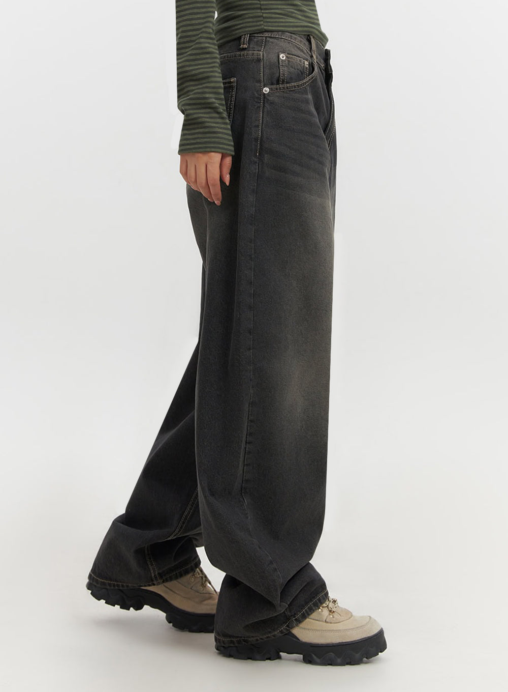 Skyla Washed Wide-Leg Baggy Jeans IF511