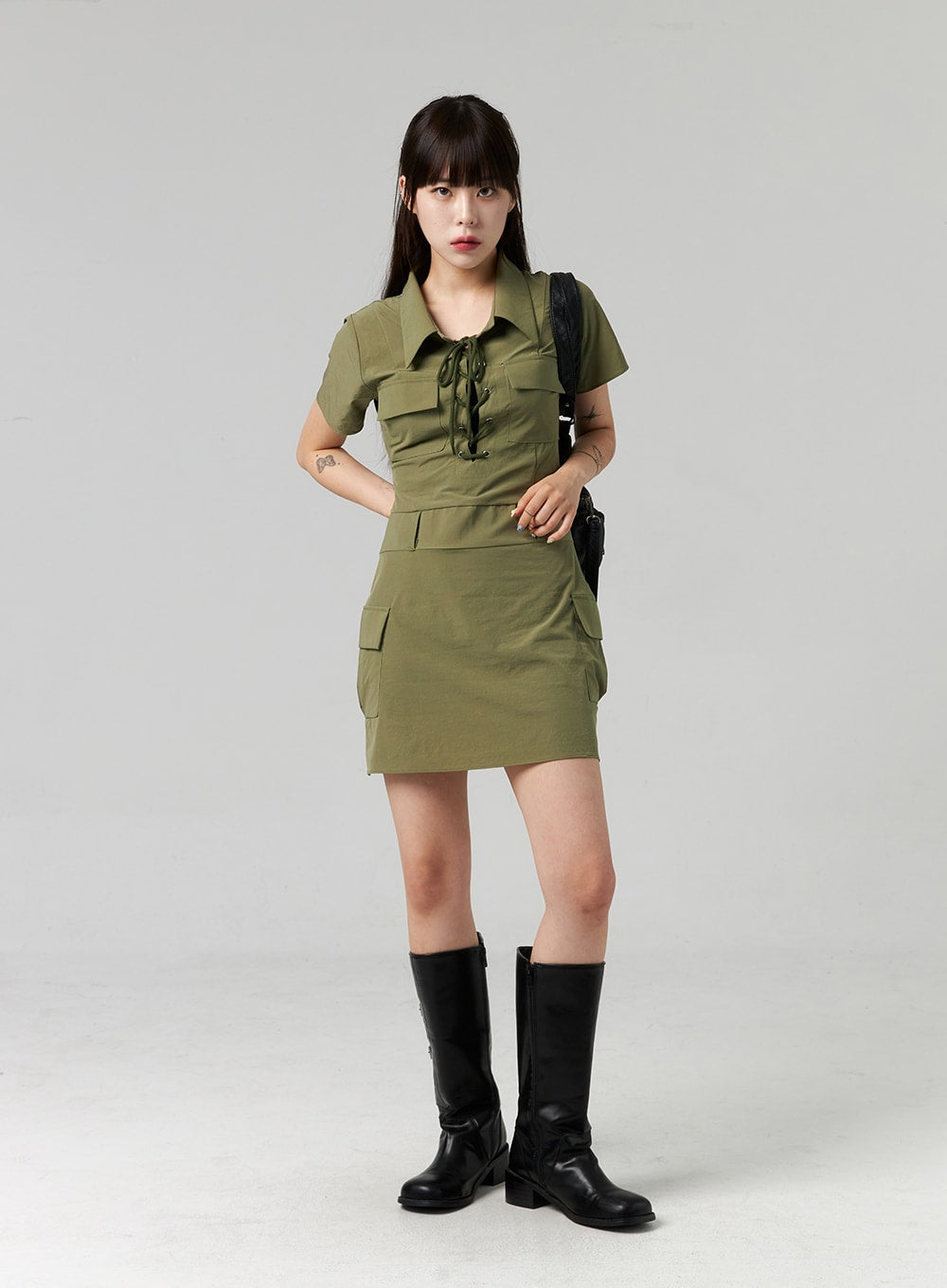 Lace-Up Mini Dress CL321