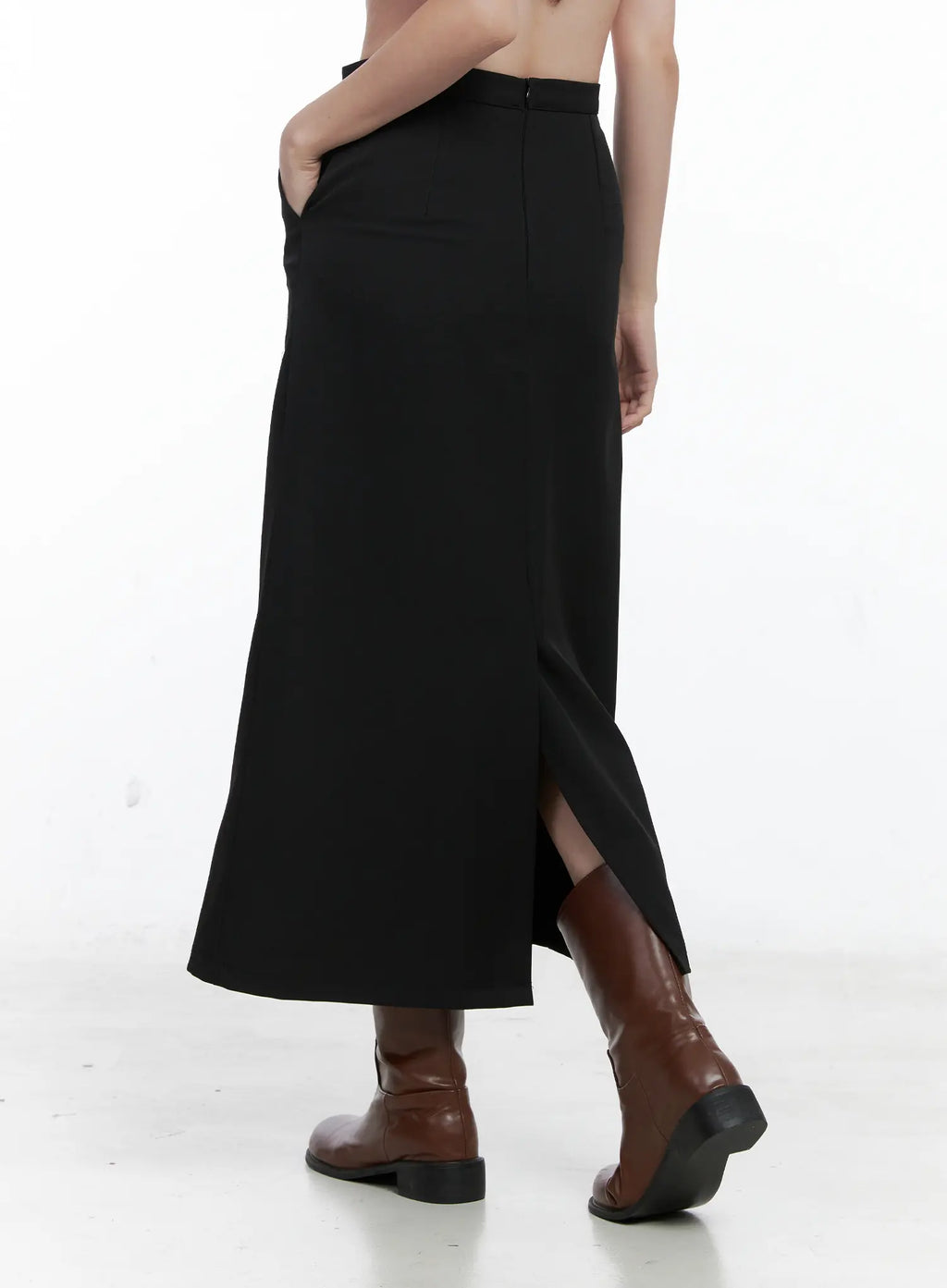 Elegant High-Slit Midi Skirt CO506