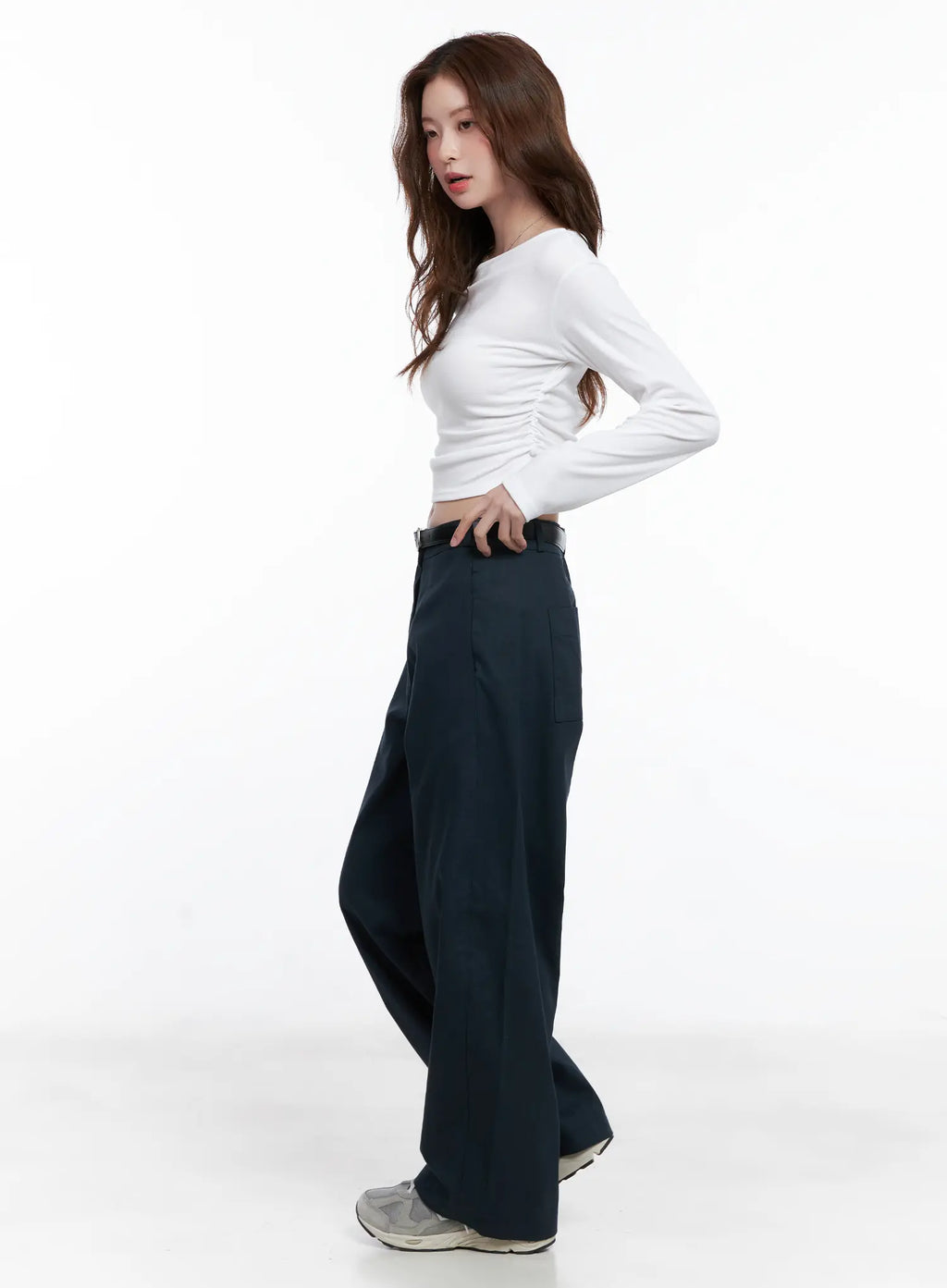 Asymmetric Off-Shoulder Ruched Top CG521