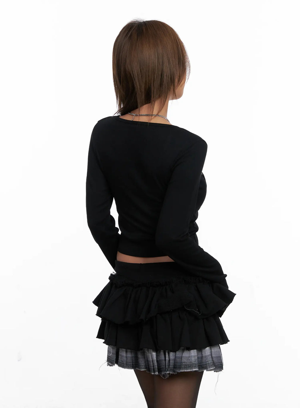 Asymmetric Button Ribbed Crop Top CS524