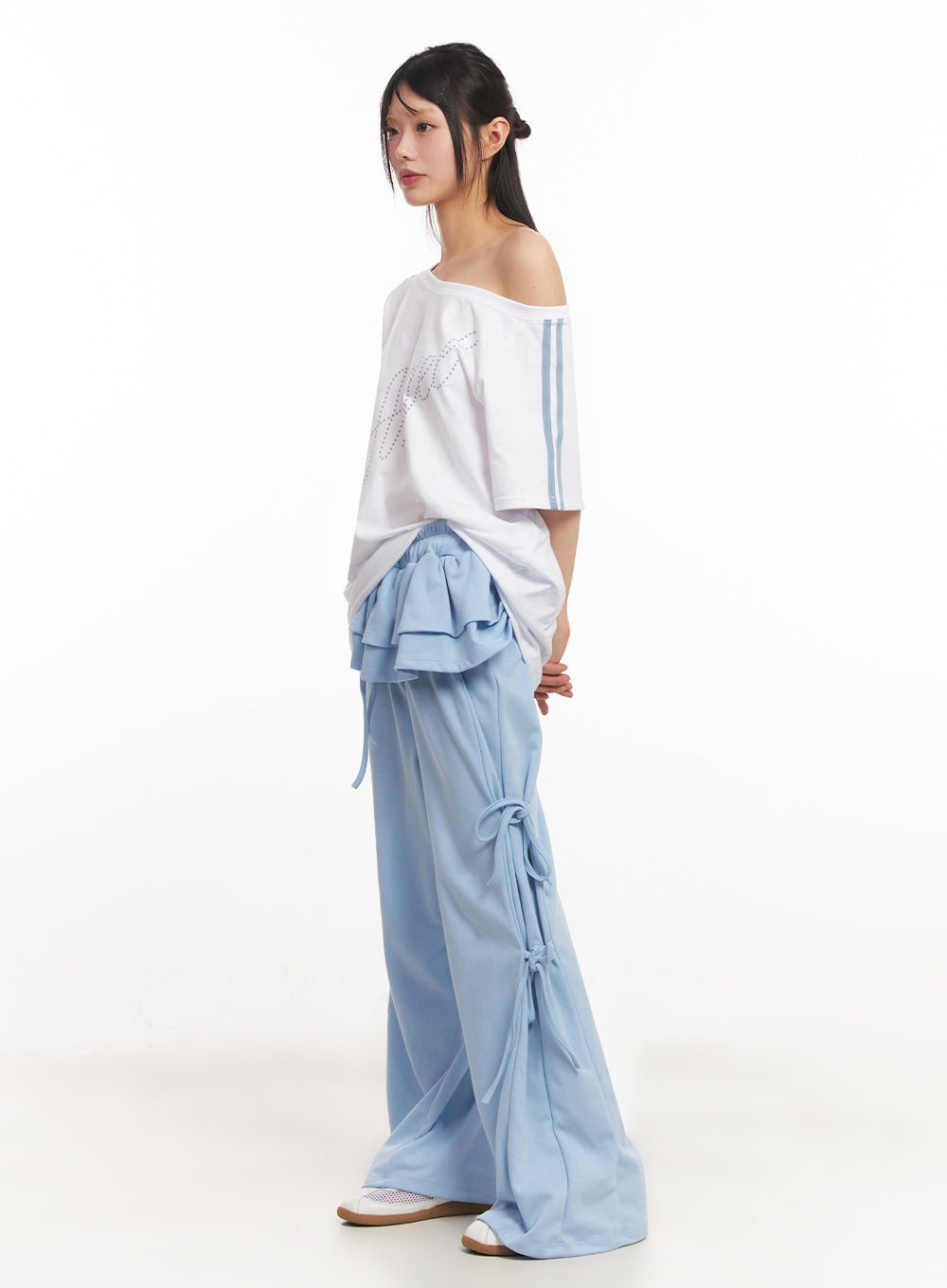 Frill Skirt-Layered Ribbon Sweatpants IY502