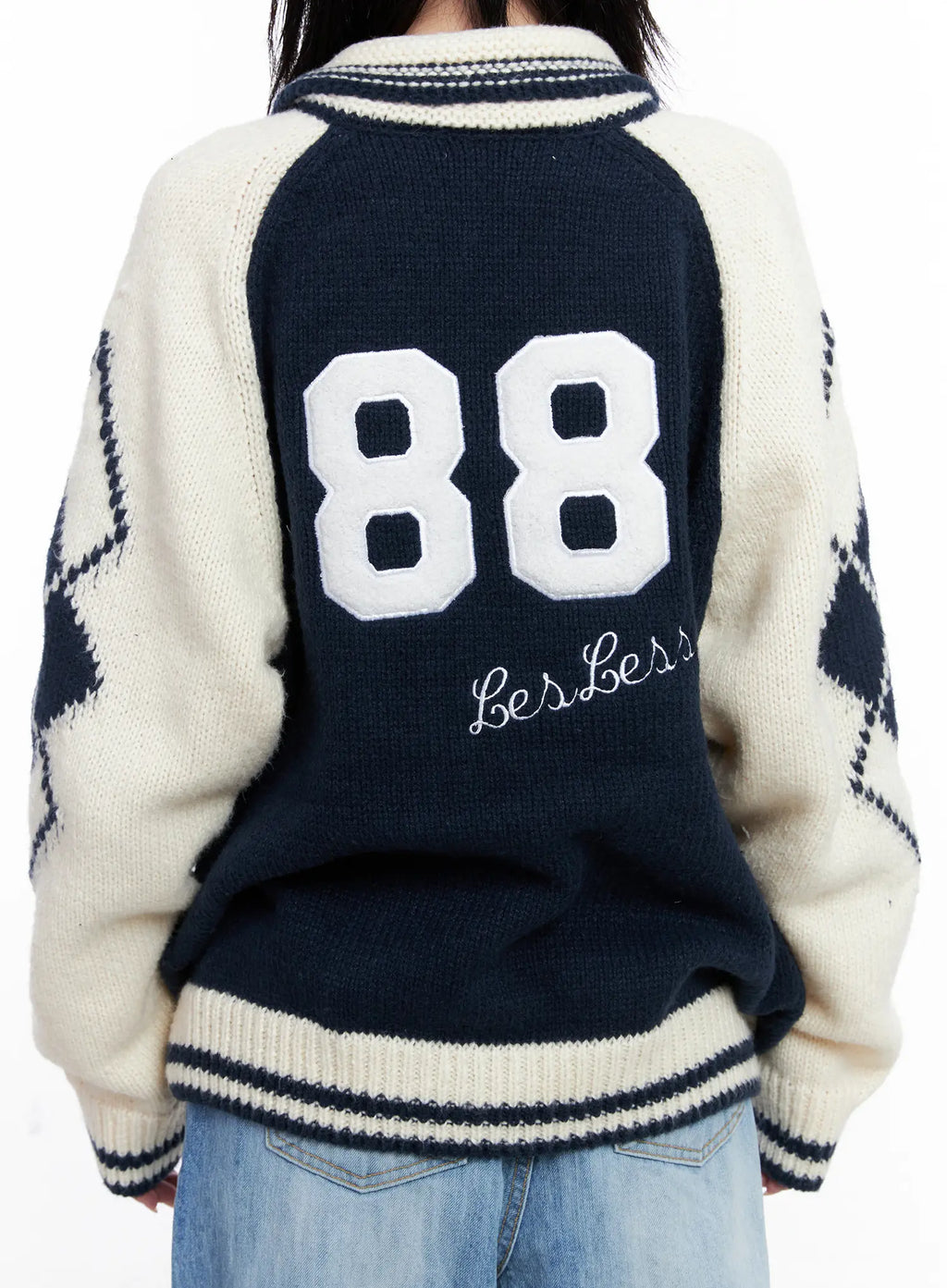 Varsity Knit Buttoned Cardigan CS529