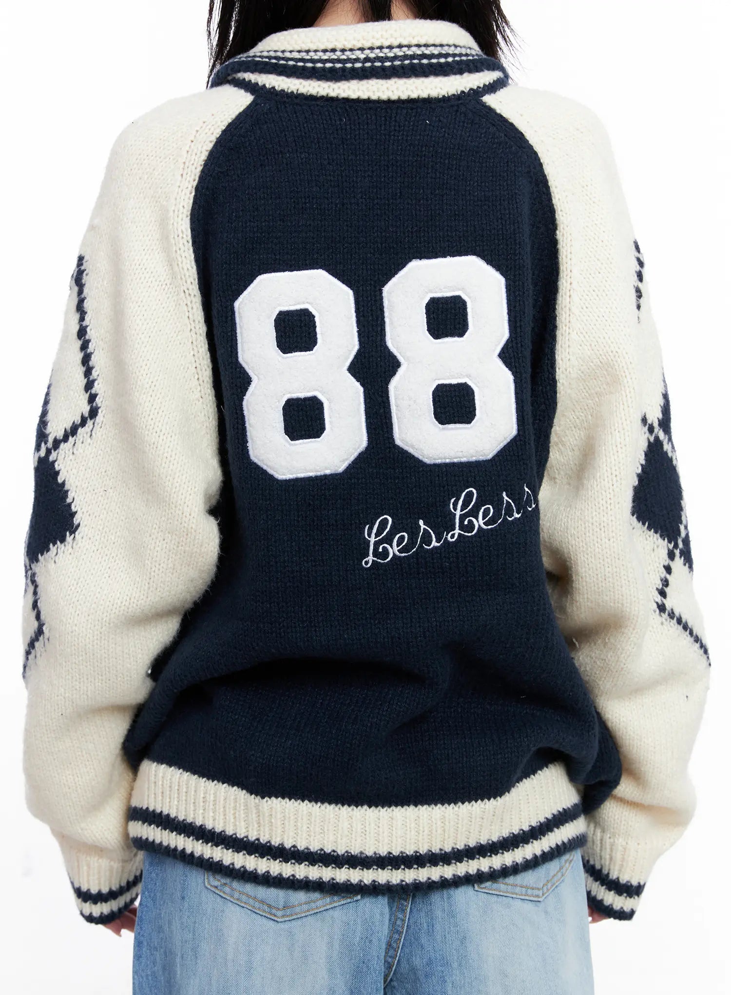 Varsity Knit Buttoned Cardigan CS529